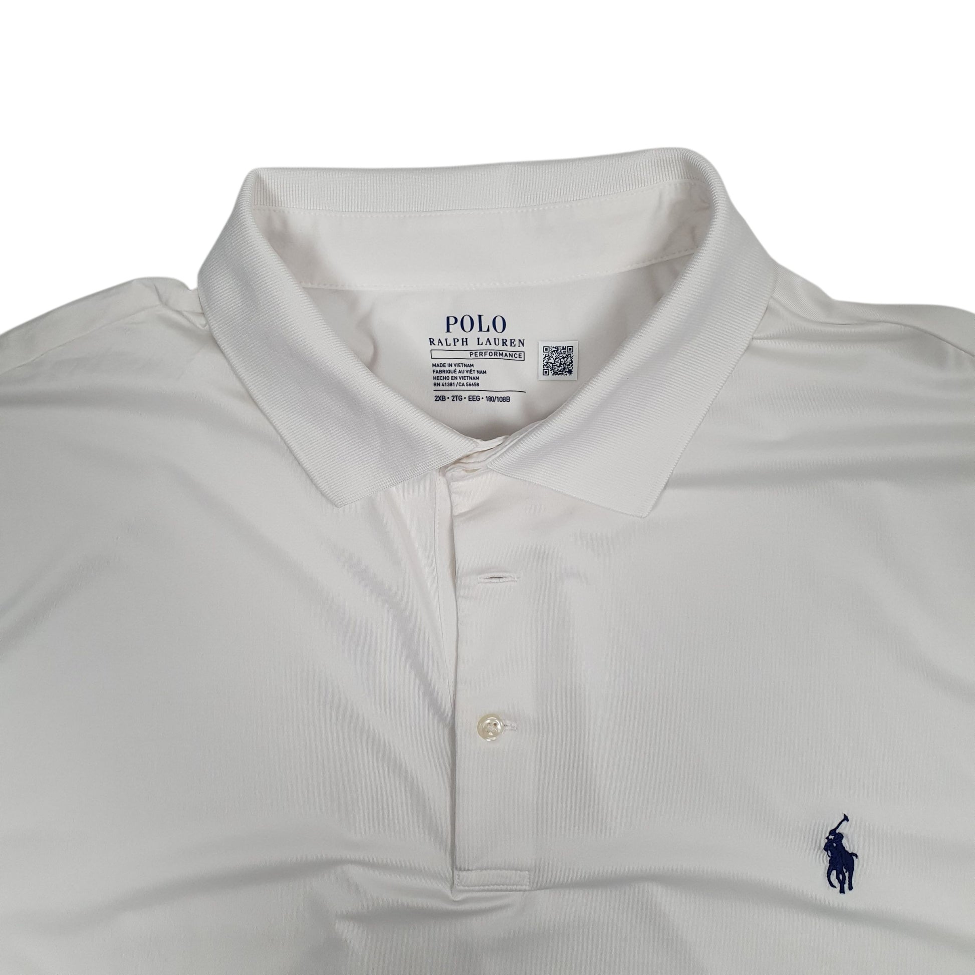 Mens White Polo Ralph Lauren Performance Full Zip Polo Shirt