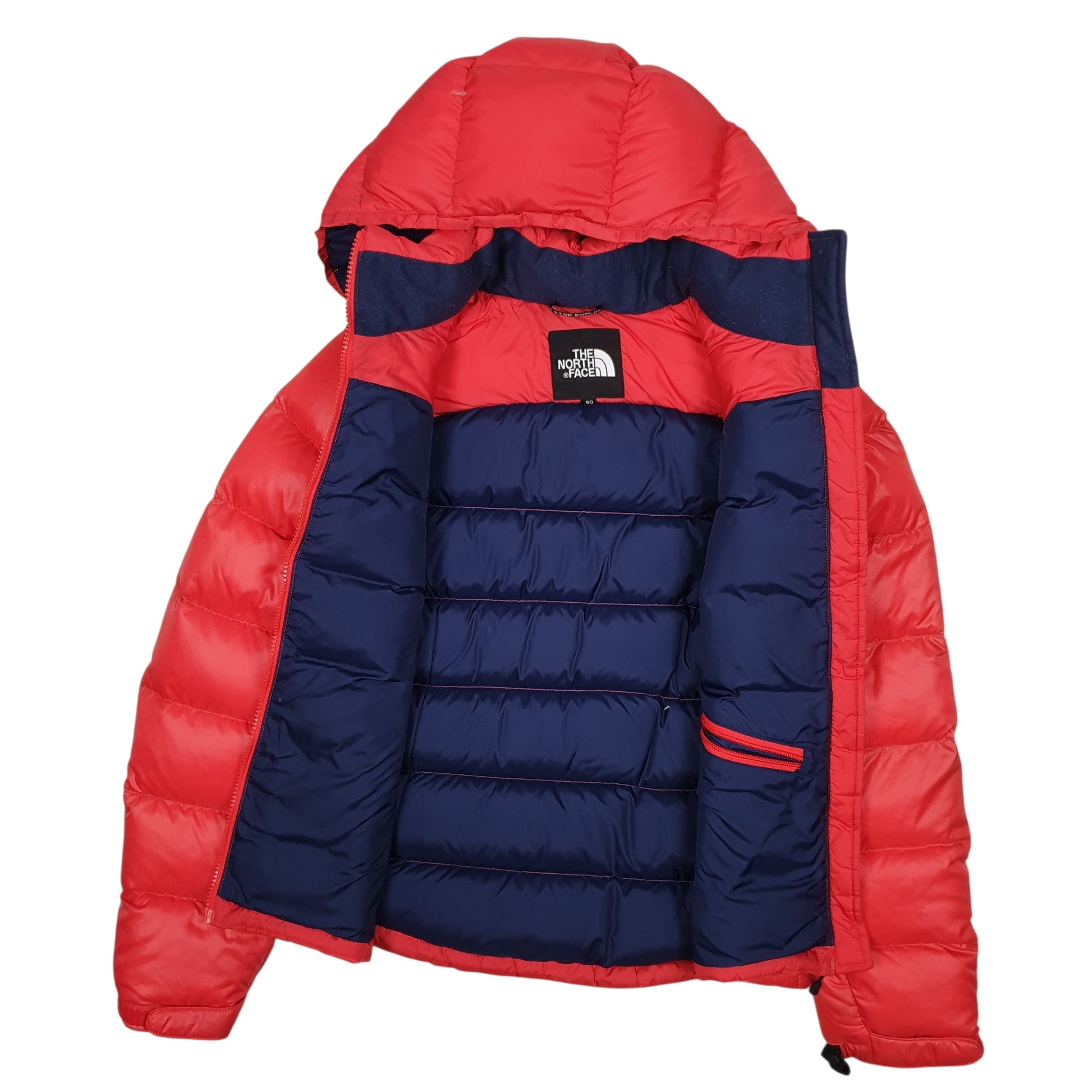 Womens Red The North Face Nuptse Hooded  Coat
