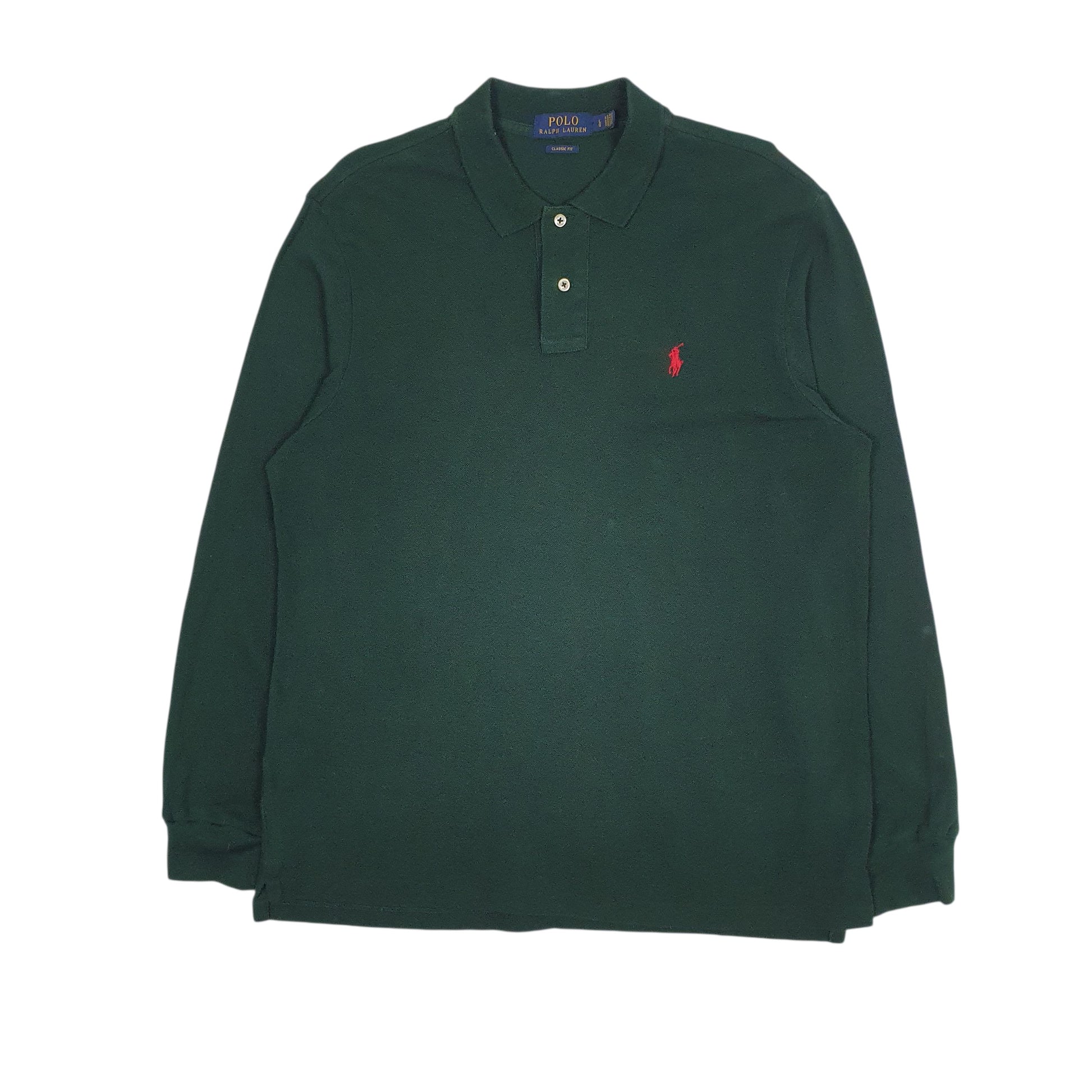 Mens Green Polo Ralph Lauren Classic Fit Long Sleeve Polo Shirt