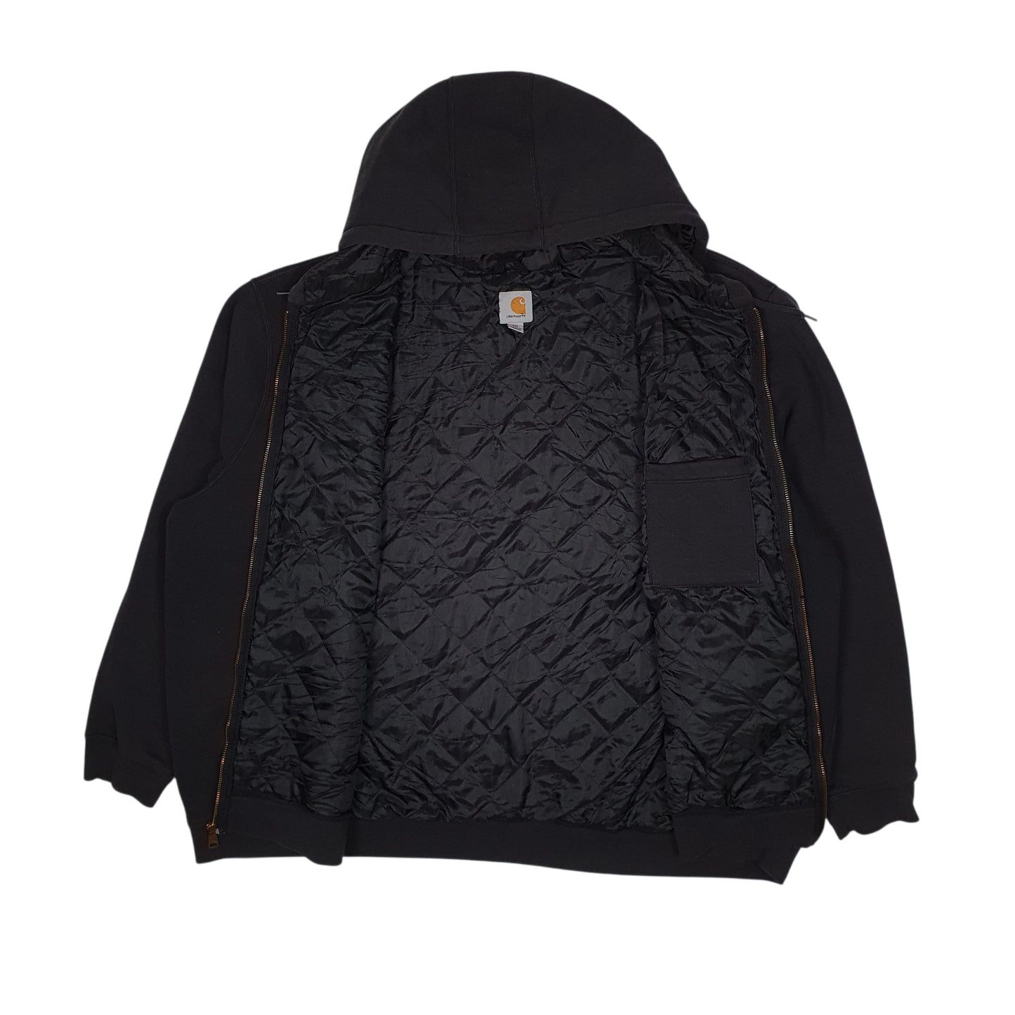 Mens Black Carhartt Quilt Lined Hoodie Active Full Zip Jumper