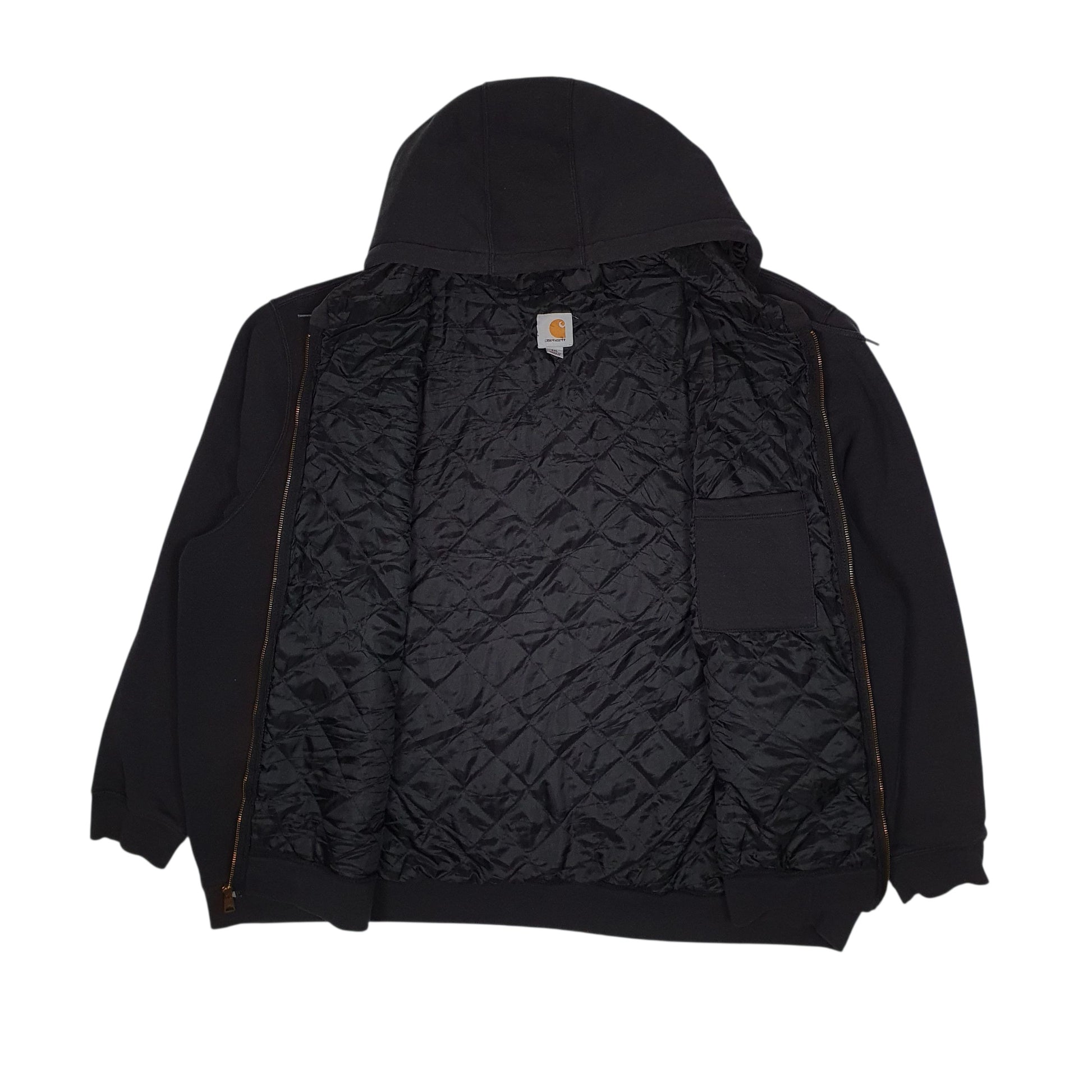 Mens Black Carhartt Quilt Lined Hoodie Active Full Zip Jumper