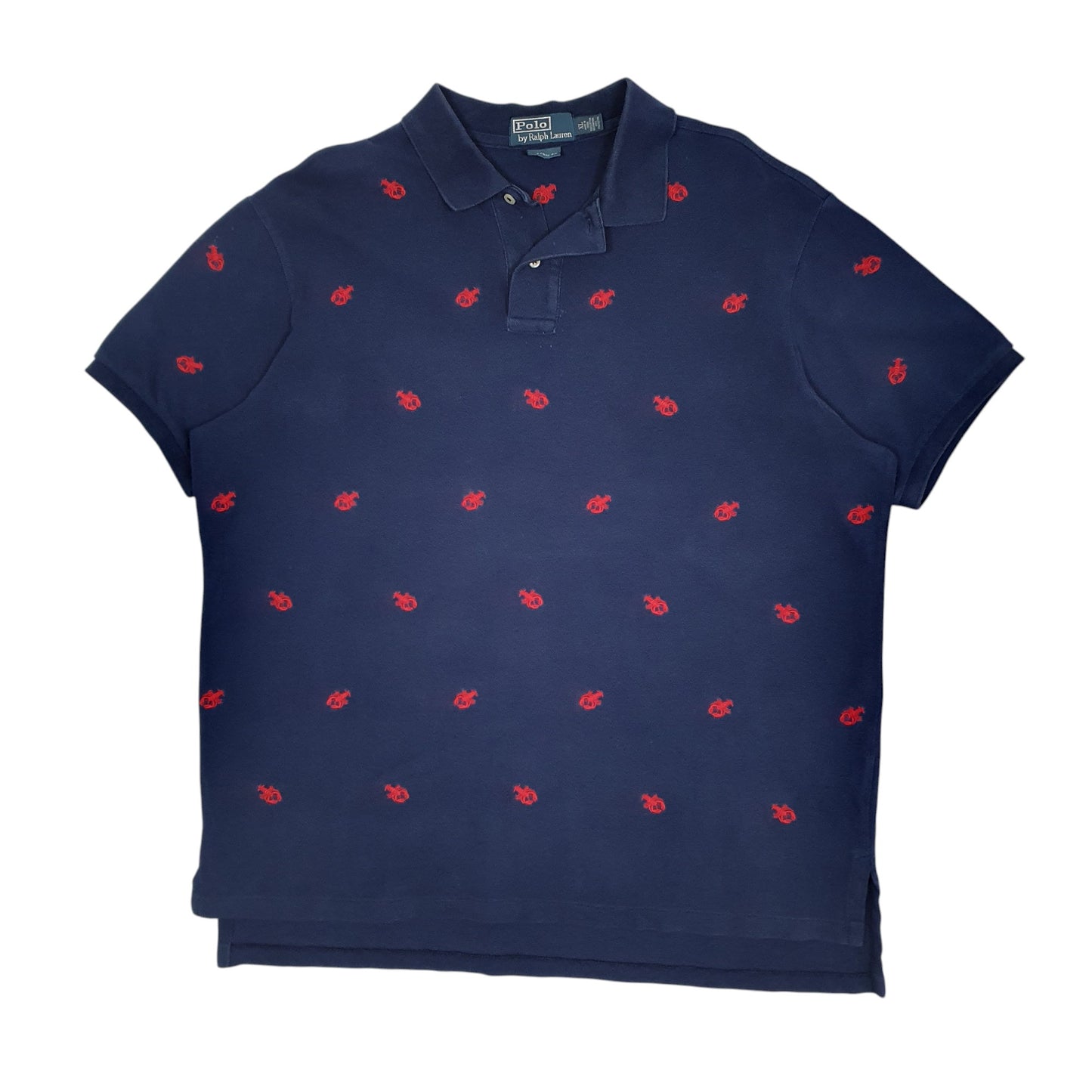 Mens Navy Polo Ralph Lauren Lobster Custom Fit Short Sleeve Polo Shirt