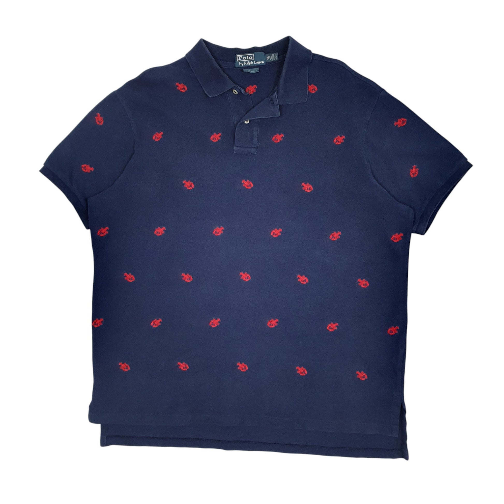 Mens Navy Polo Ralph Lauren Lobster Custom Fit Short Sleeve Polo Shirt