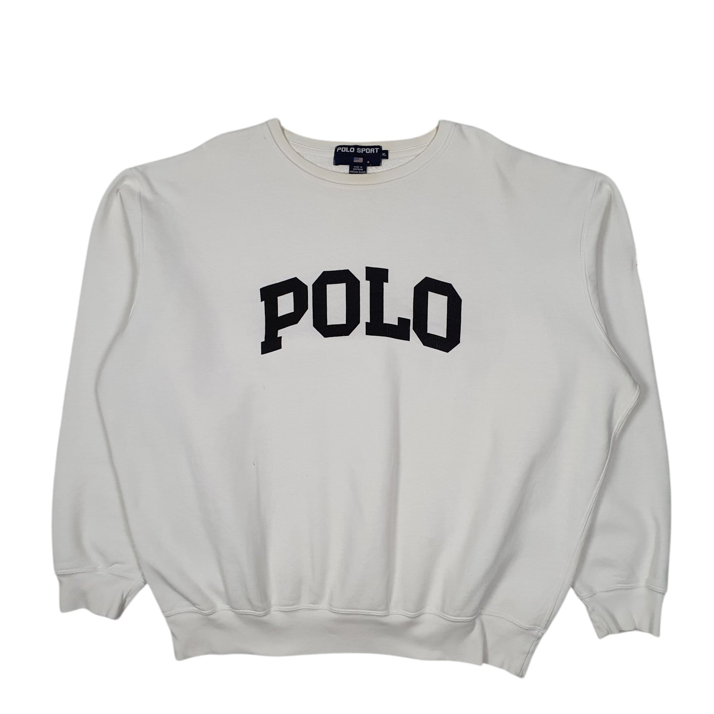 Mens White Ralph Lauren Polo Sport Vintage 90s Crewneck Jumper