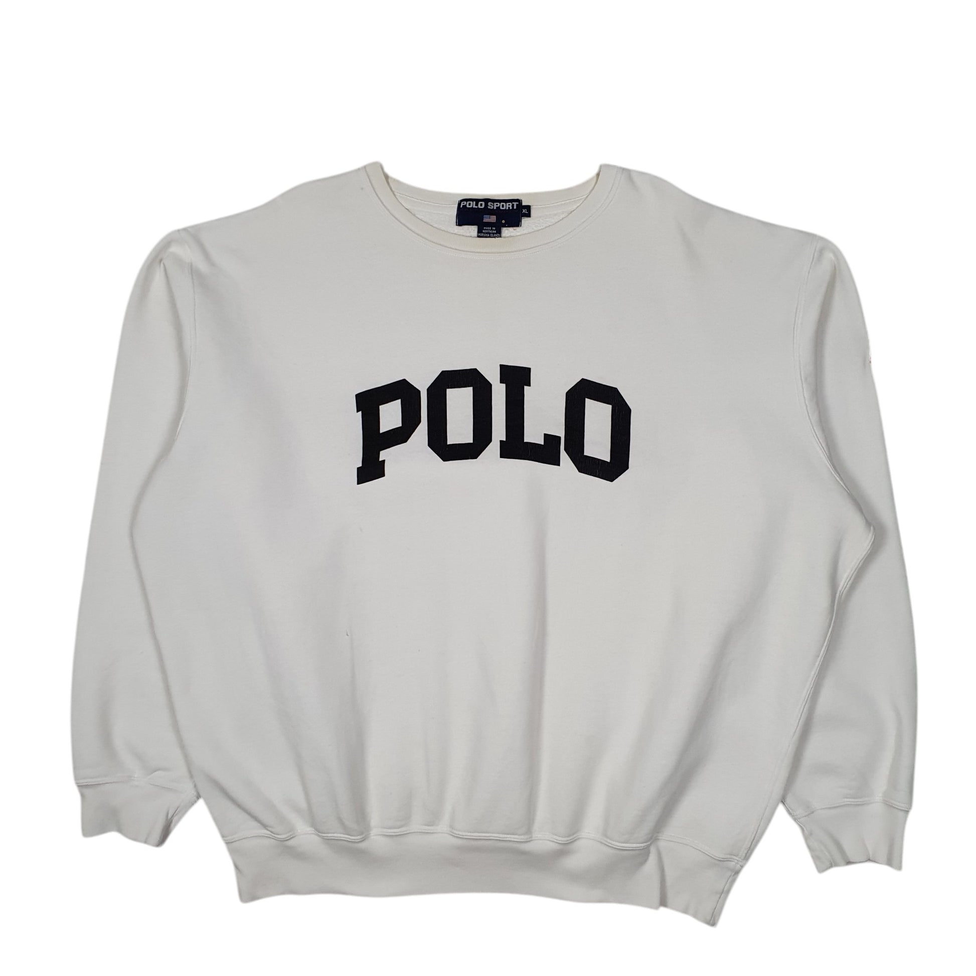 Mens White Ralph Lauren Polo Sport Vintage 90s Crewneck Jumper