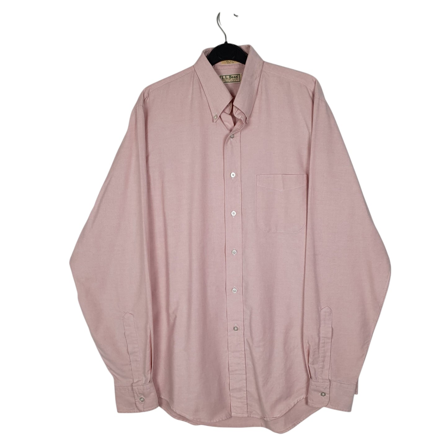Mens Pink L.L.Bean Vintage 90s Made In USA Long Sleeve Shirt
