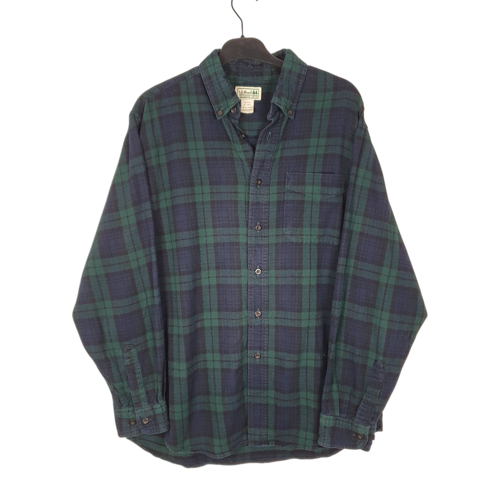 Mens Navy L.L.Bean Thick Flannel Long Sleeve Shirt