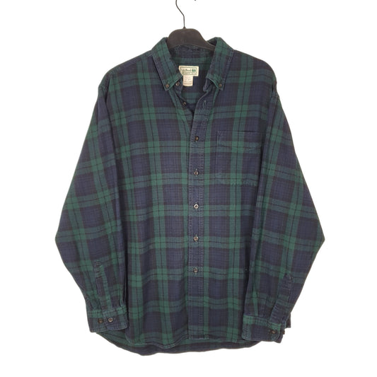 Mens Navy L.L.Bean Thick Flannel Long Sleeve Shirt
