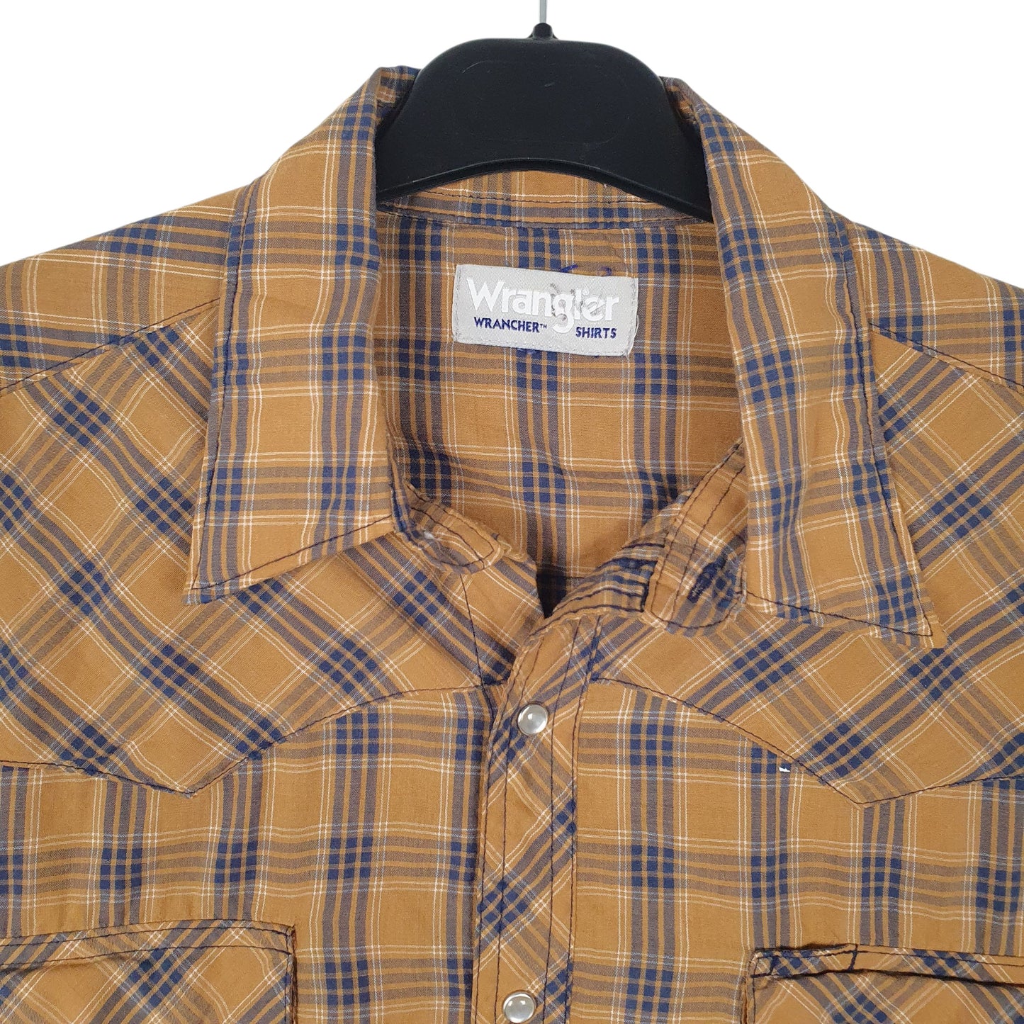 Mens Brown Wrangler Pearl Snap  Shirt