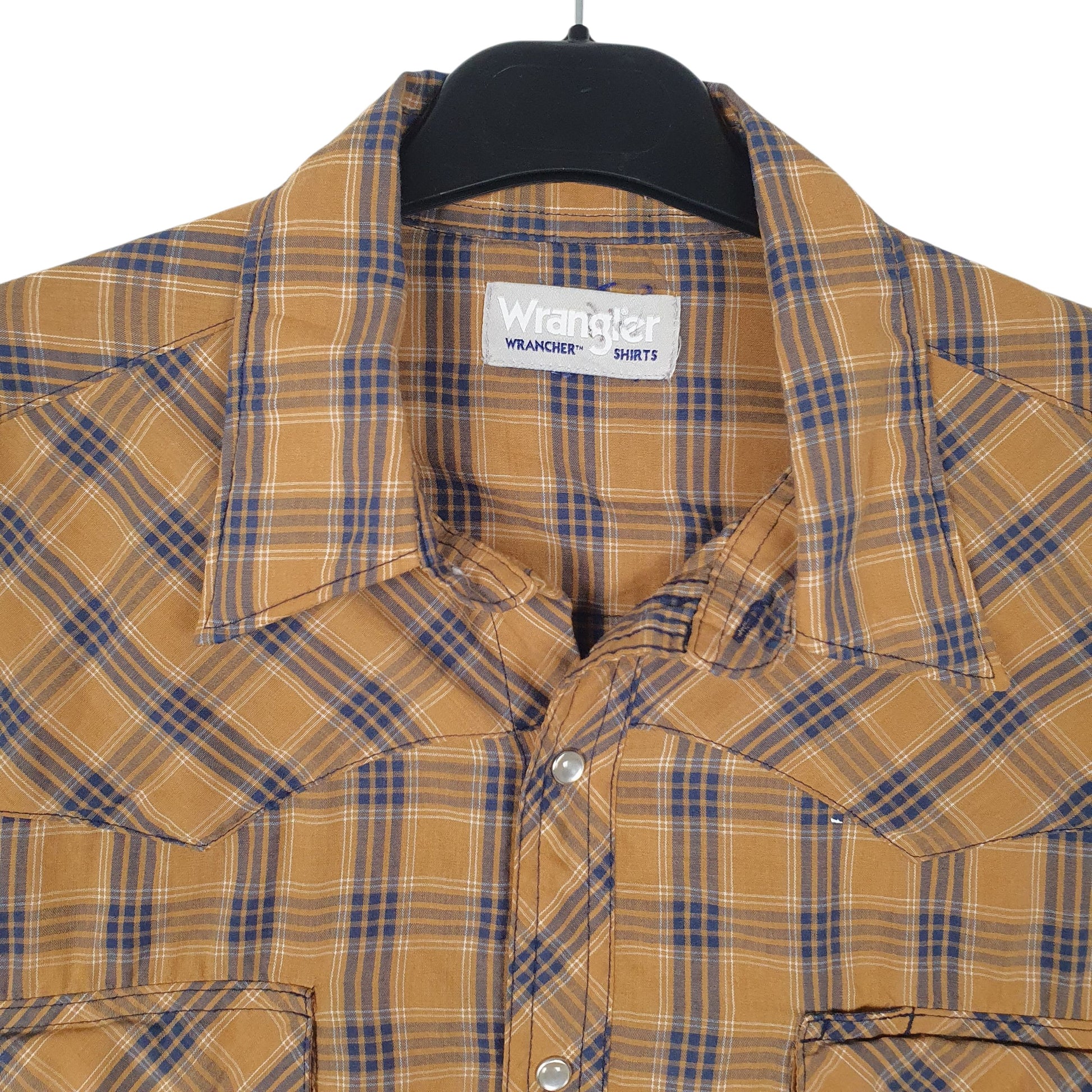 Mens Brown Wrangler Pearl Snap  Shirt