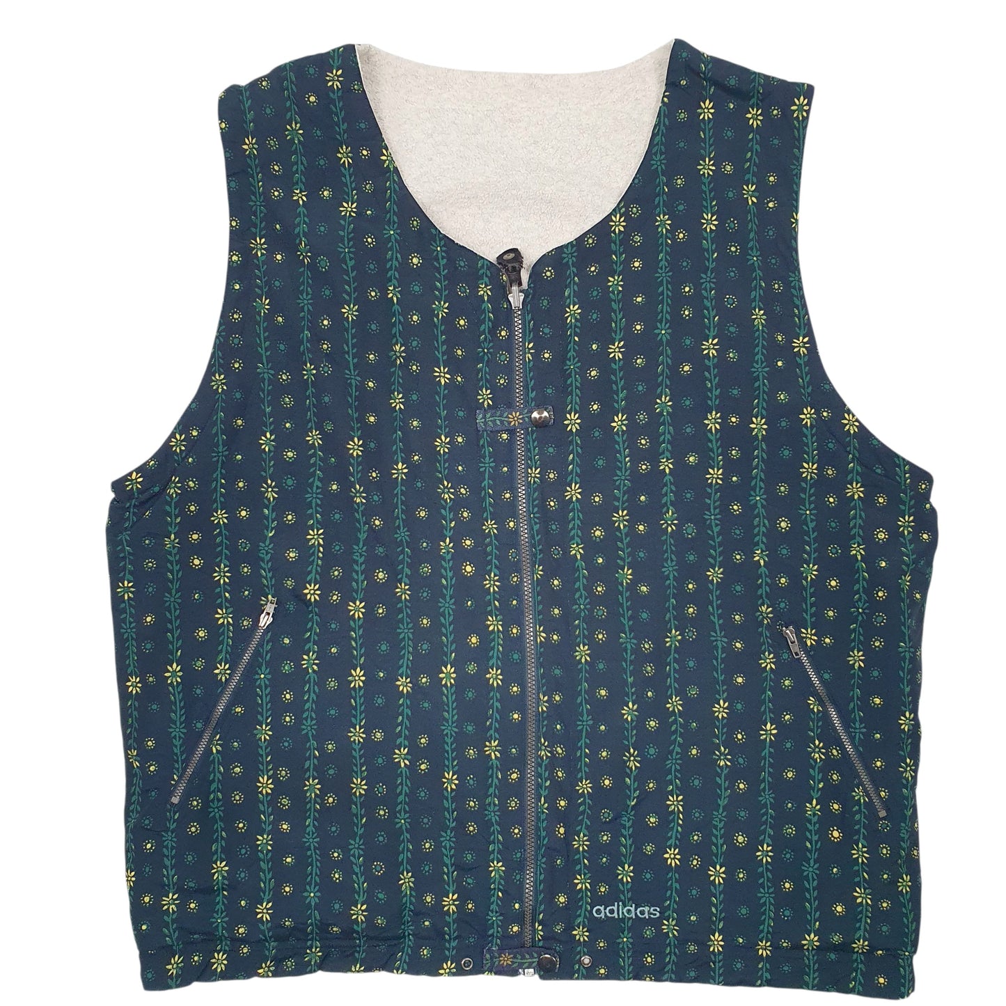 Mens Grey Adidas Vintage 90s Reversible Fleece  Coat