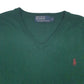 Mens Green Polo Ralph Lauren  V Neck Jumper