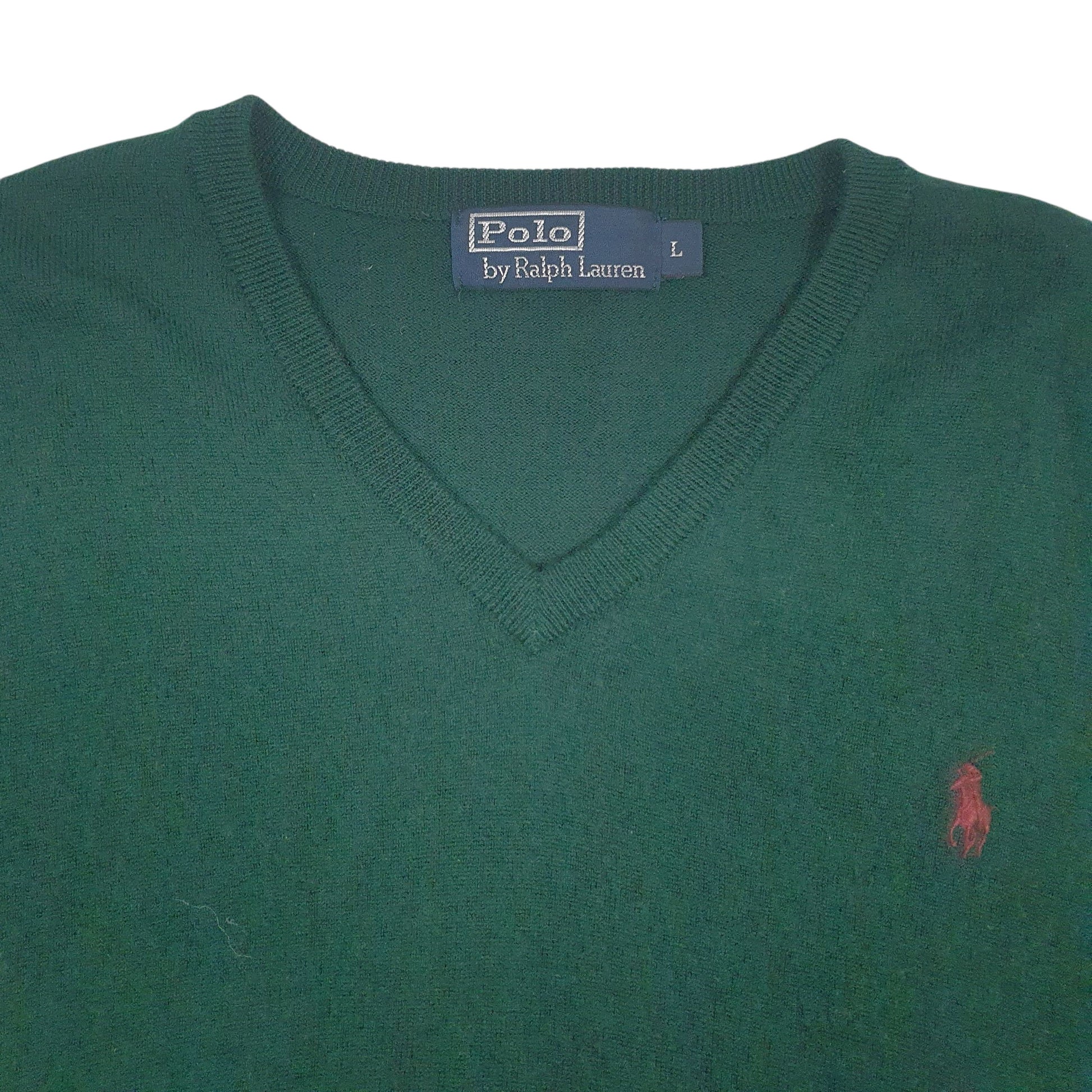 Mens Green Polo Ralph Lauren  V Neck Jumper