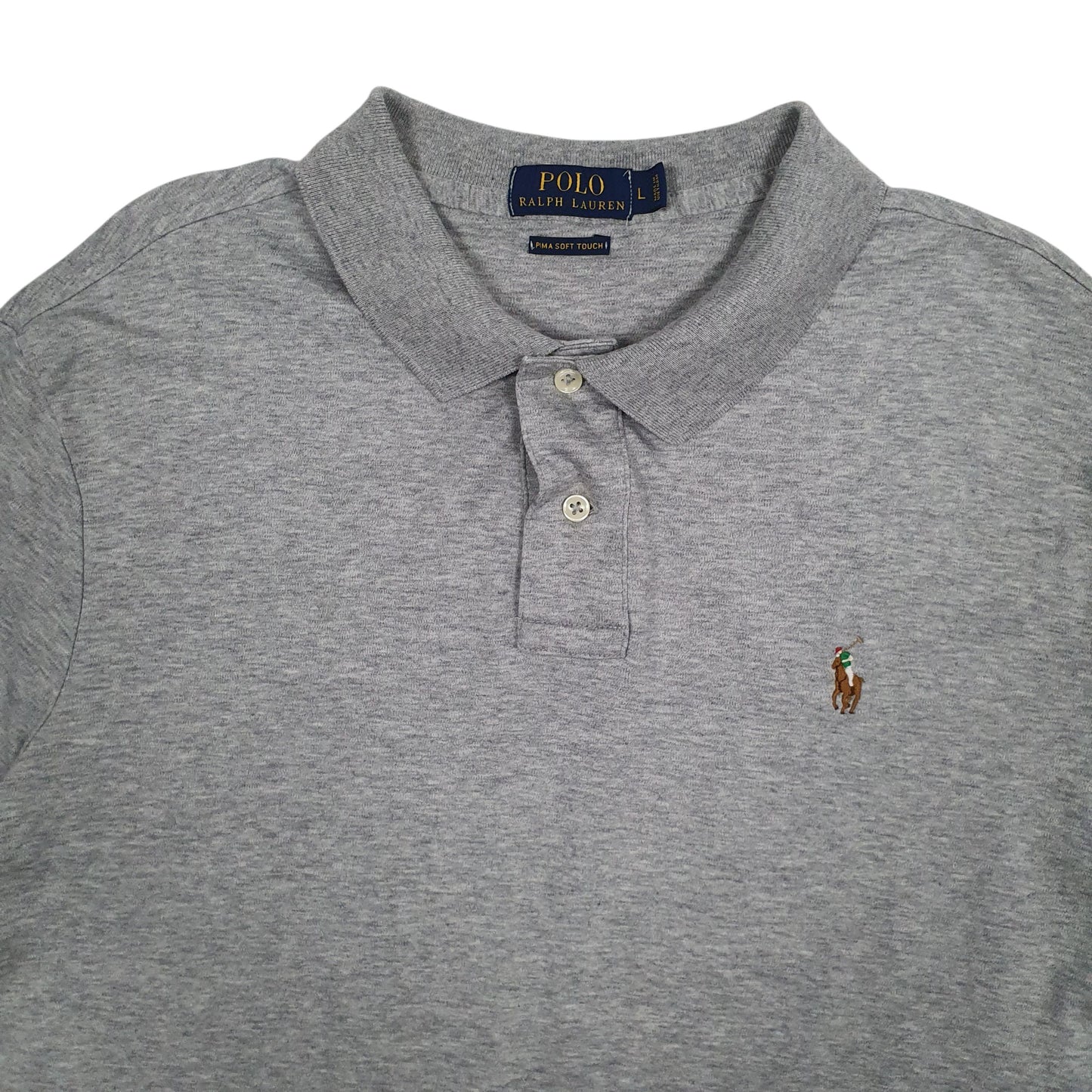 Mens Grey Polo Ralph Lauren Pima Soft Touch  Polo Shirt