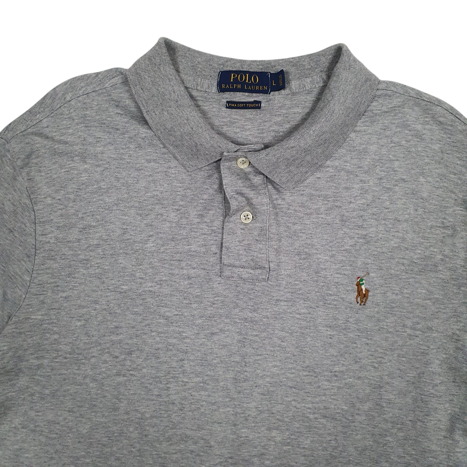 Mens Grey Polo Ralph Lauren Pima Soft Touch  Polo Shirt