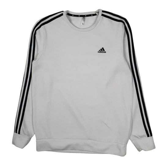 Mens White Adidas  Crewneck Jumper