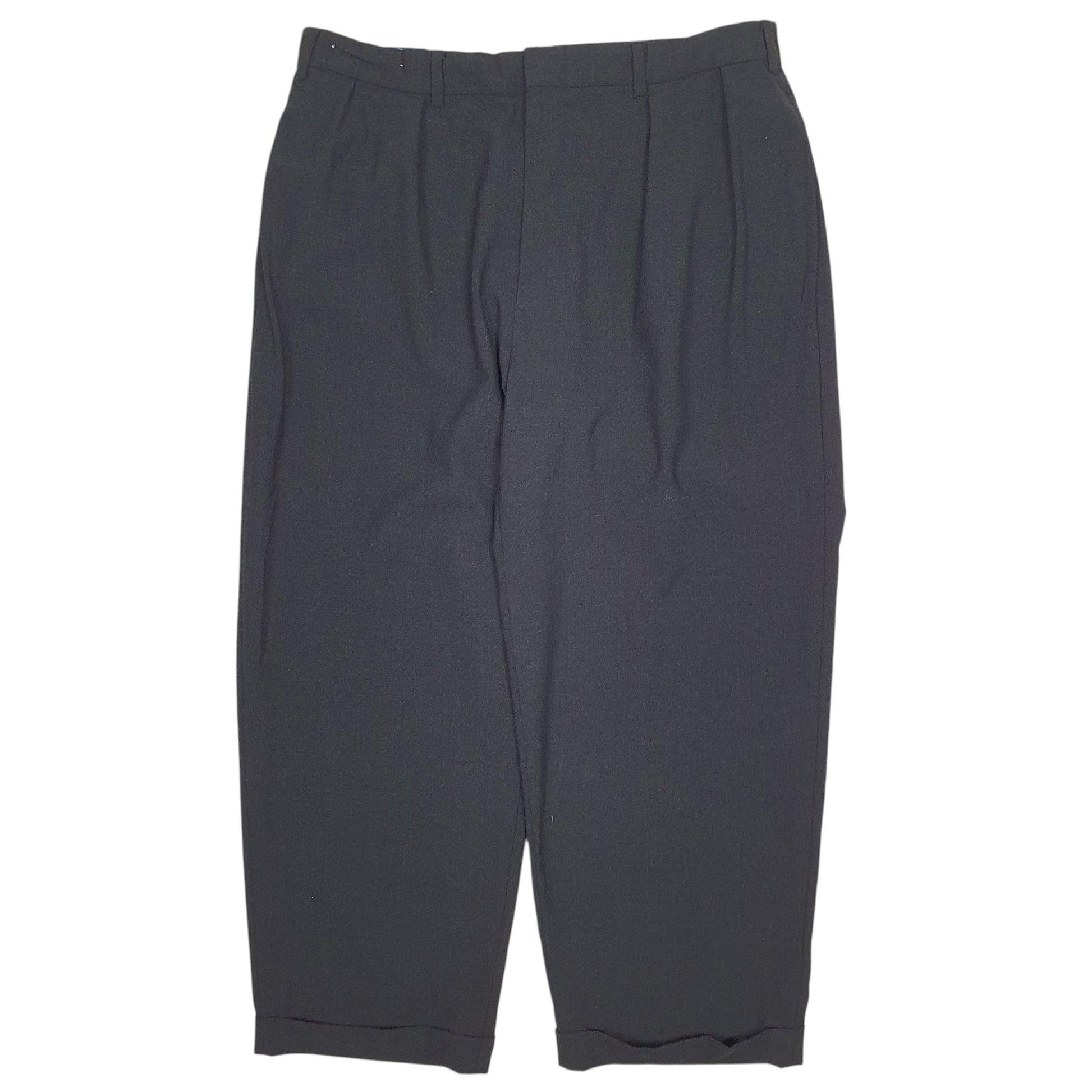 Mens Black Polo Ralph Lauren Double Pleated Vintage 90s Formal Trousers