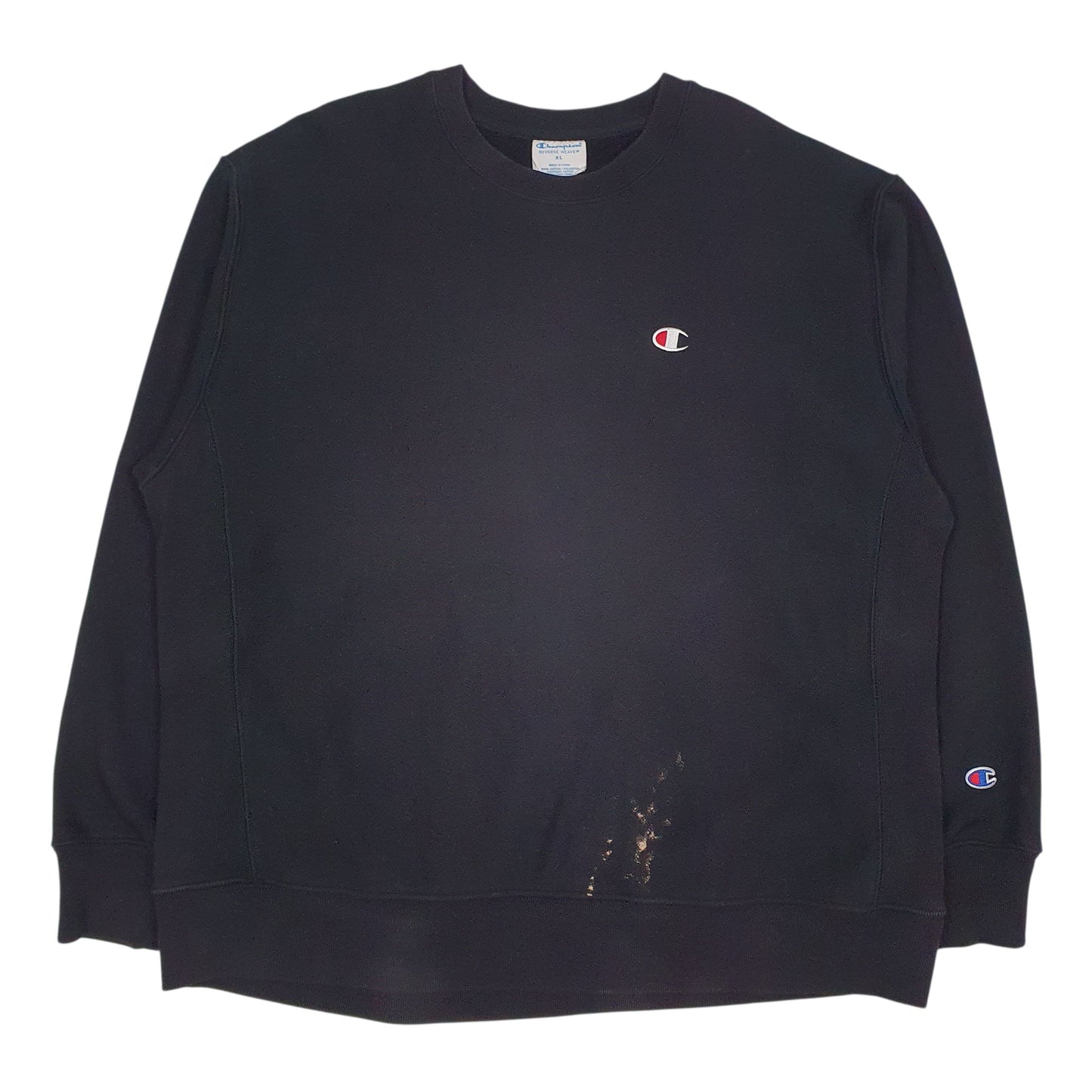 Mens Black Champion Reverse Weave Crewneck Jumper