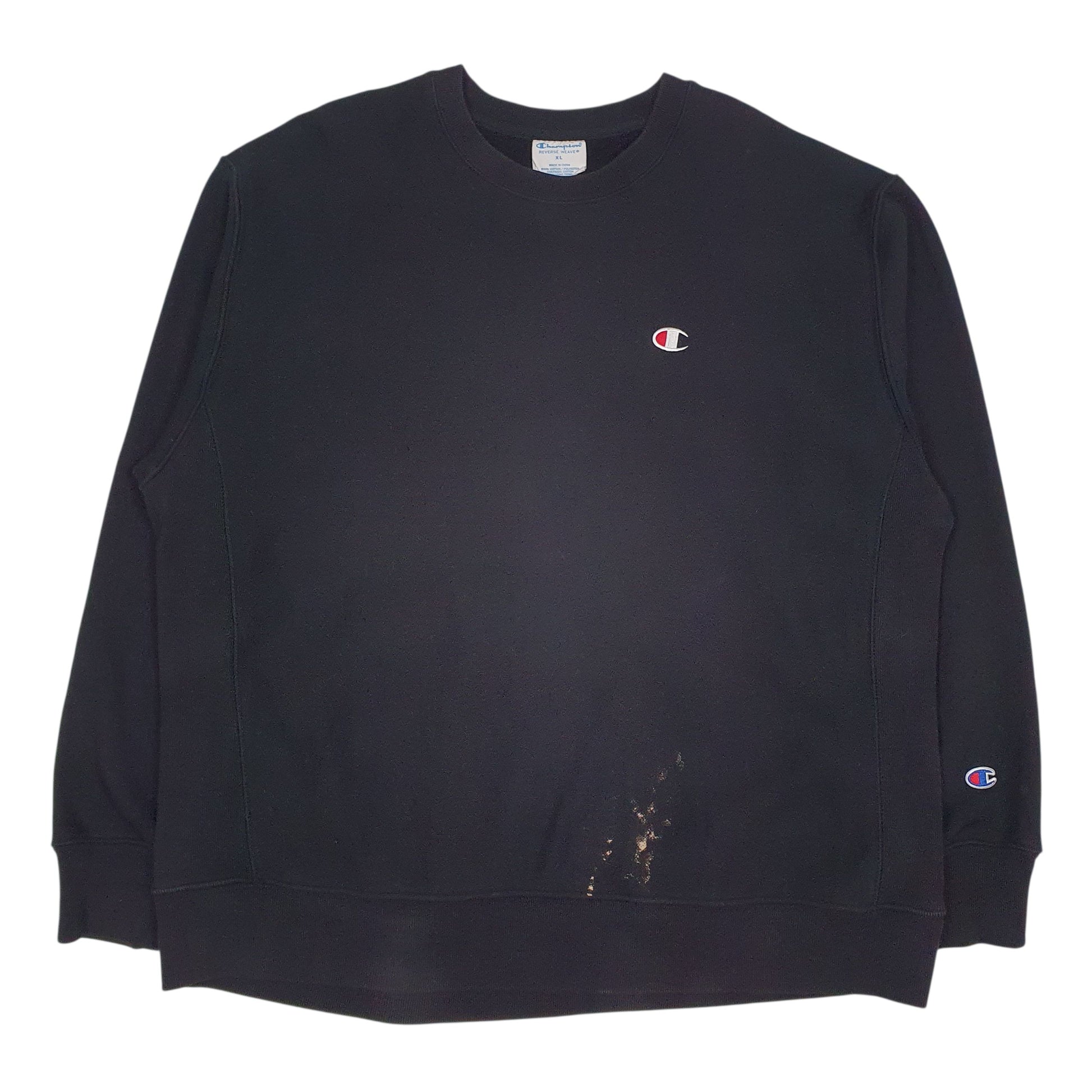 Mens Black Champion Reverse Weave Crewneck Jumper