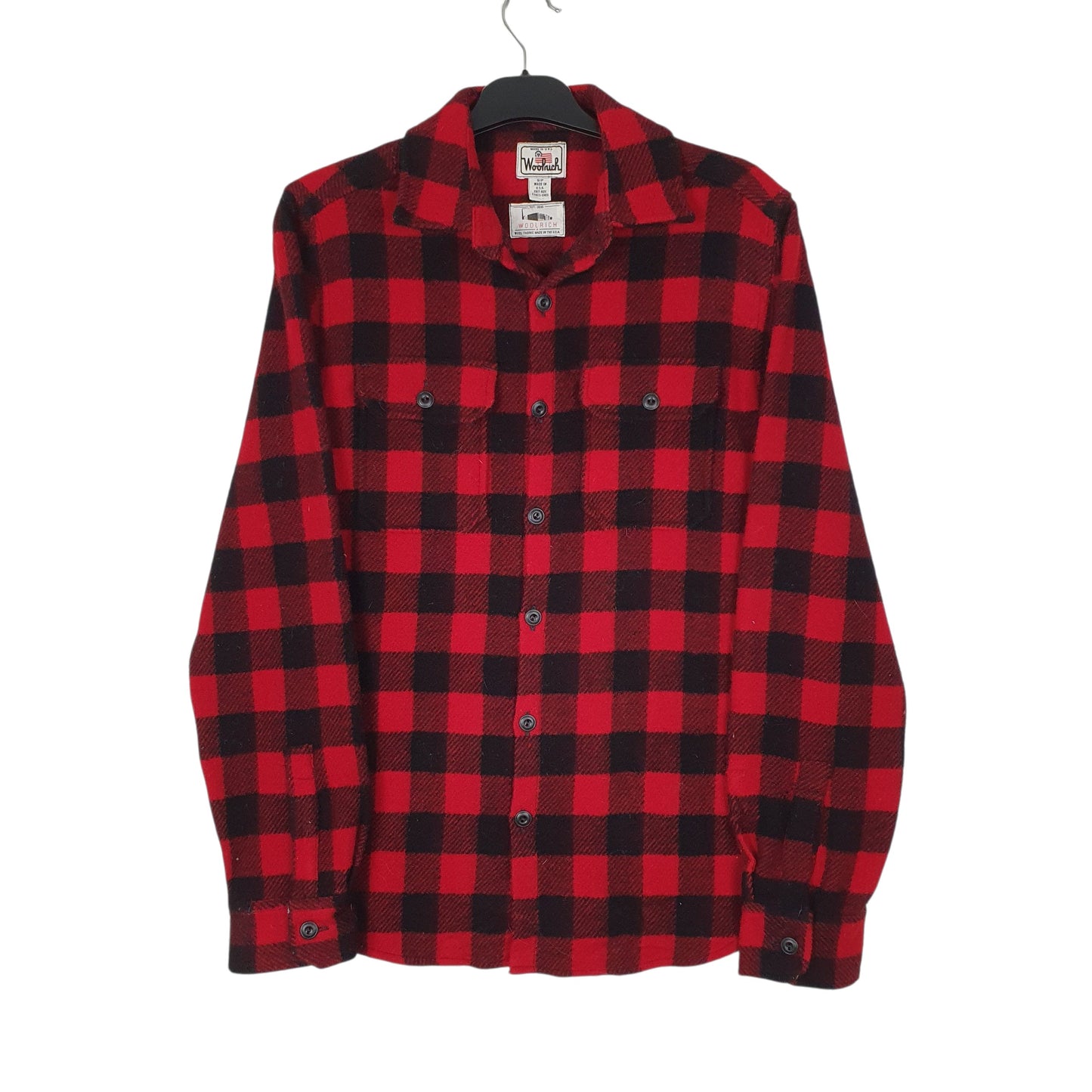 Mens Red Woolrich Thick Plaid Long Sleeve Shirt