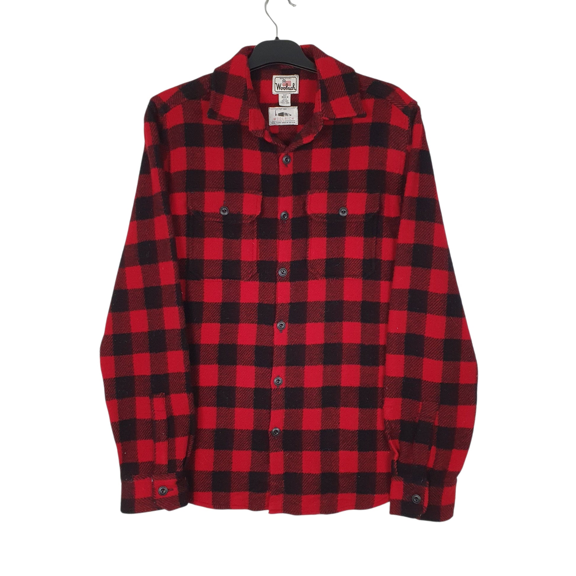 Mens Red Woolrich Thick Plaid Long Sleeve Shirt