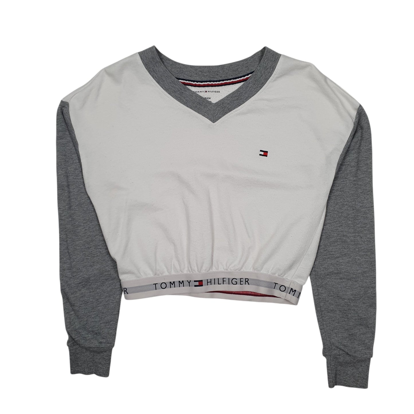 Womens Grey Tommy Hilfiger Crop Top Crewneck Jumper