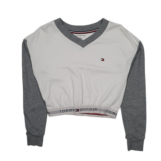 Womens Grey Tommy Hilfiger Crop Top Crewneck Jumper