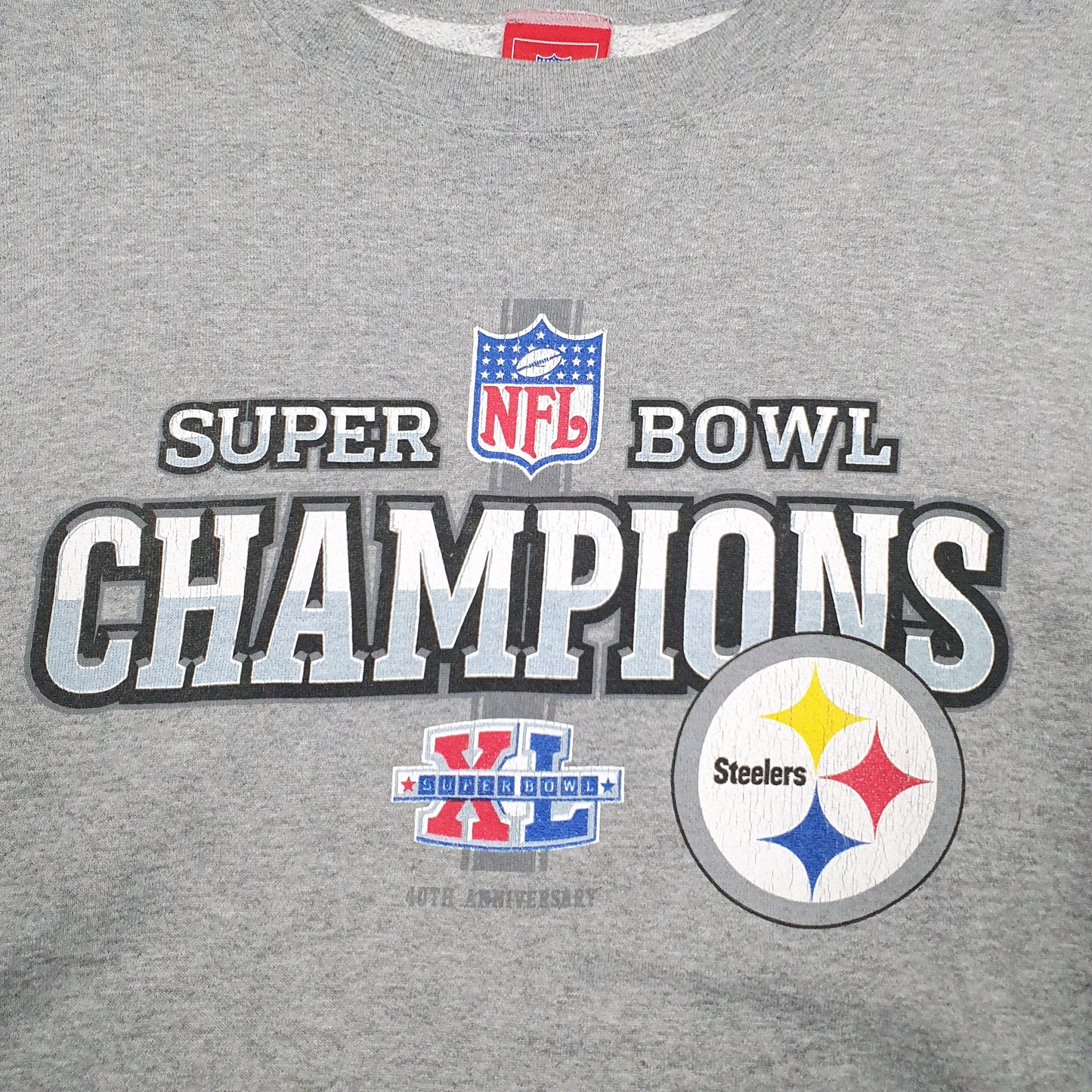 Mens Grey NFL Super Bowl Steelers Crewneck Jumper