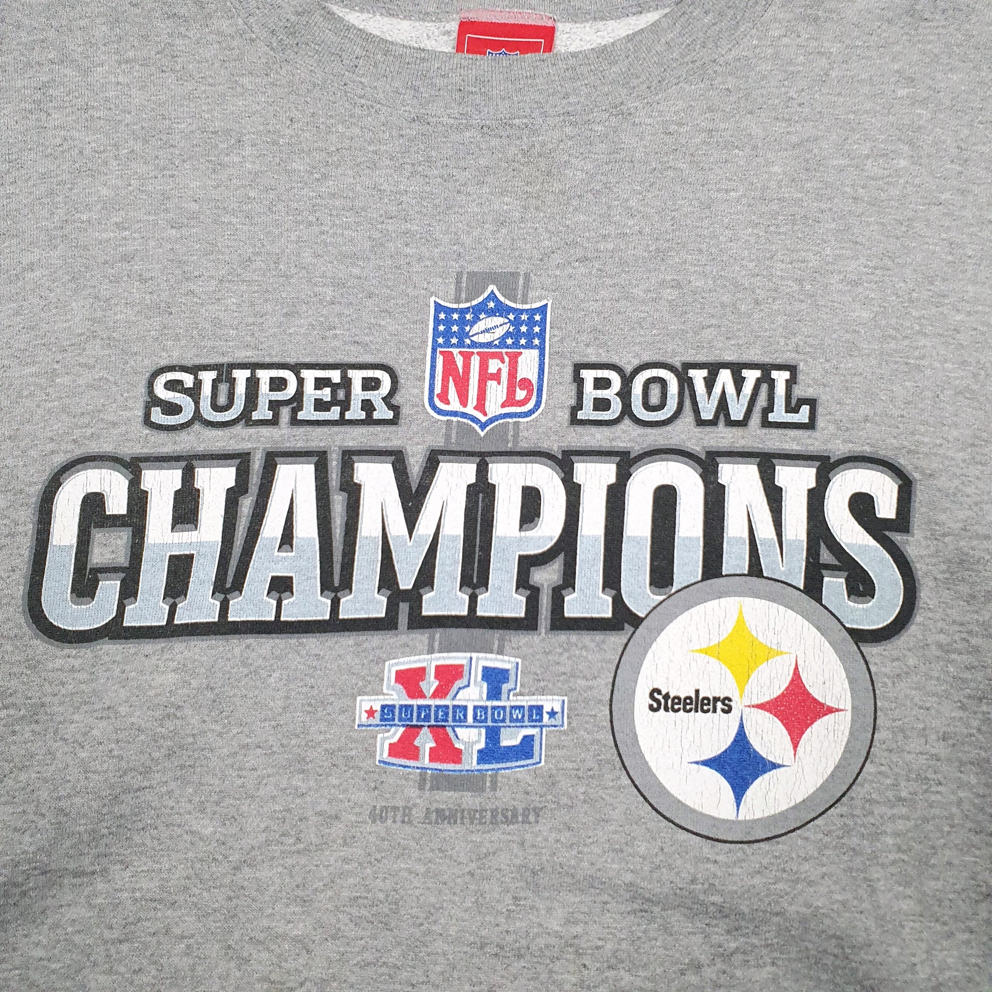 Mens Grey NFL Super Bowl Steelers Crewneck Jumper