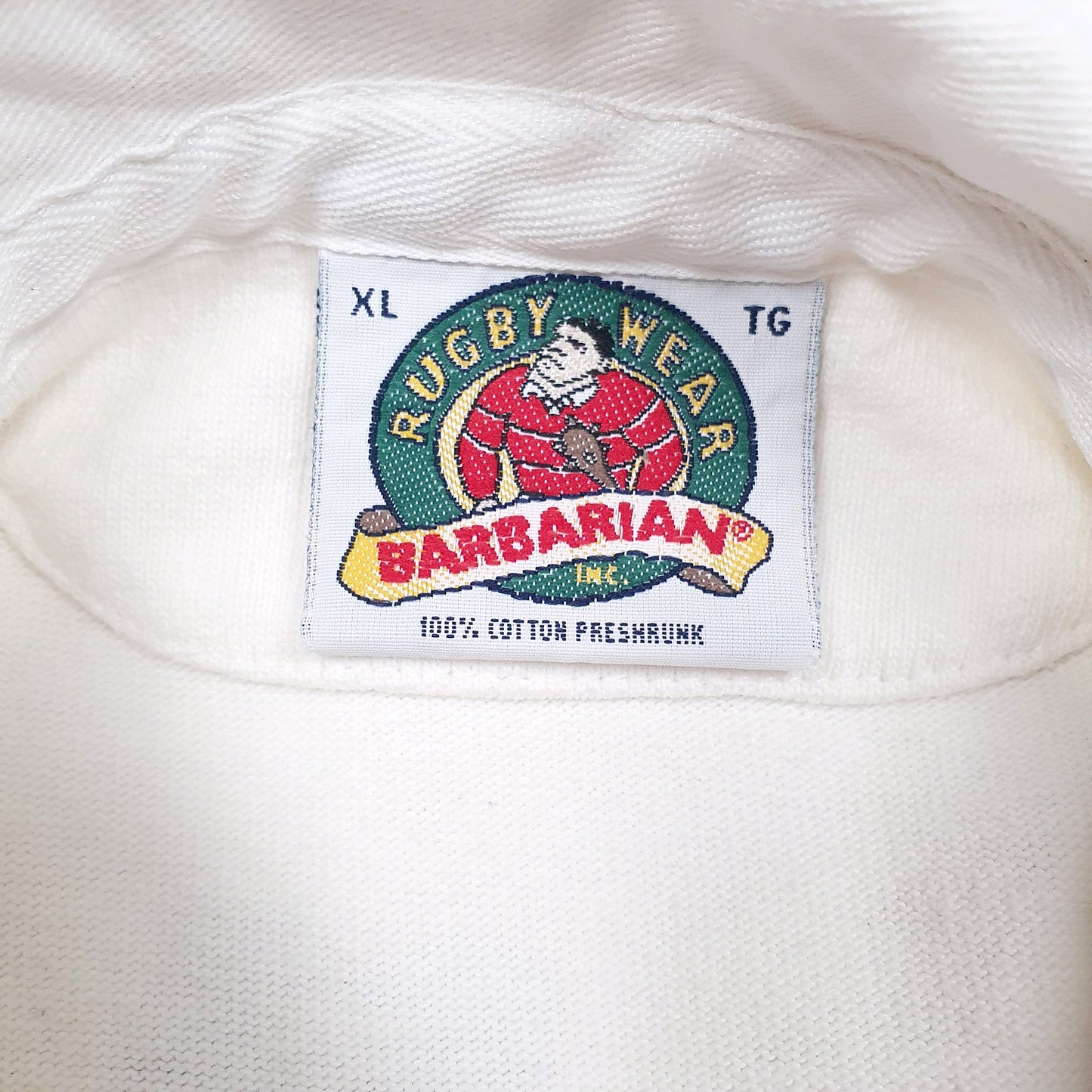 Mens White Barbarian Rugby Full Zip Polo Shirt