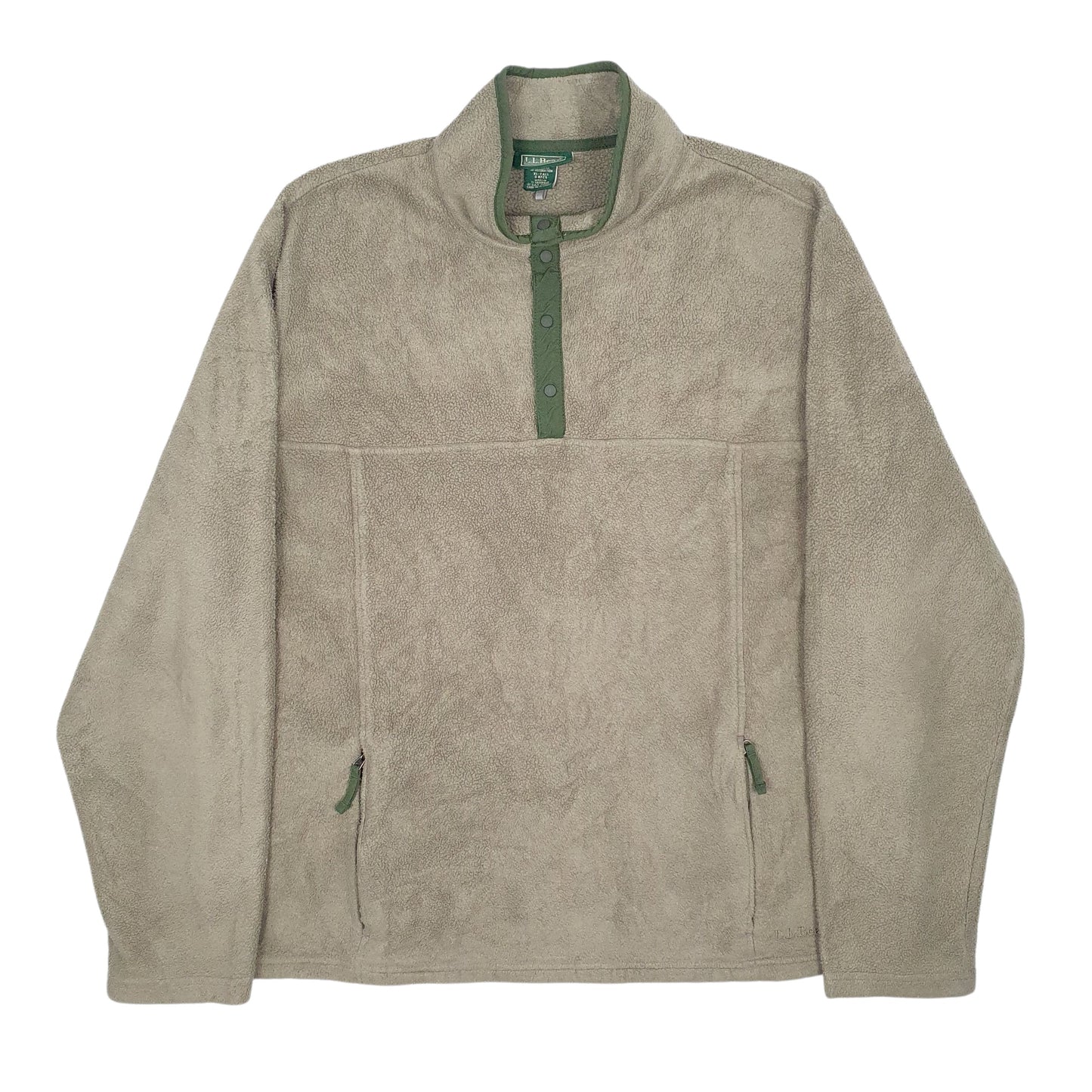Mens Green LL Bean Vintage 90s Snap-T Quarter Zip Jumper
