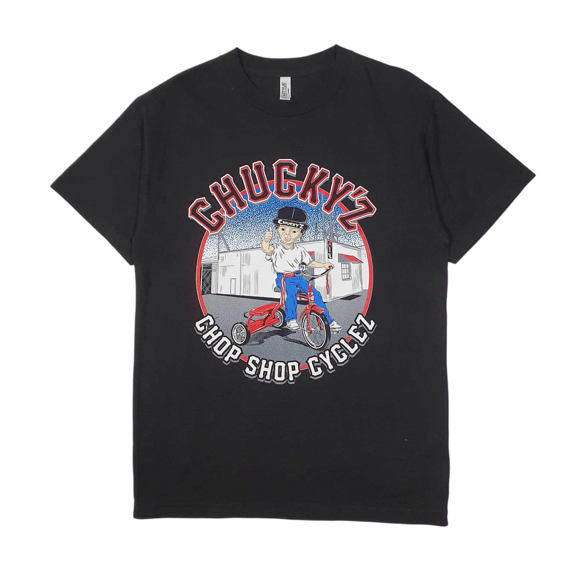 Mens Black Alstyle Chuckyz Chop Shop Cycles Short Sleeve T Shirt