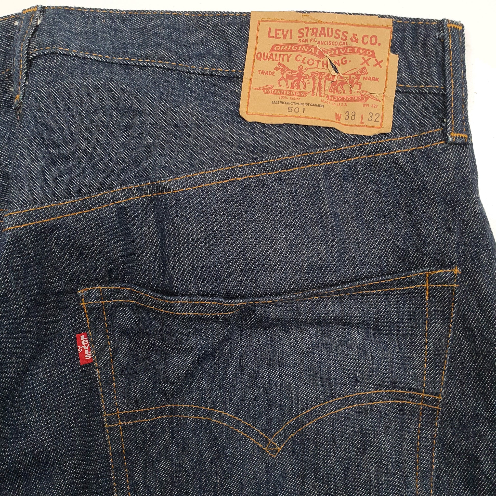 Mens Blue Levis Vintage 80s 1981 Unwashed Quarter Zip Jeans