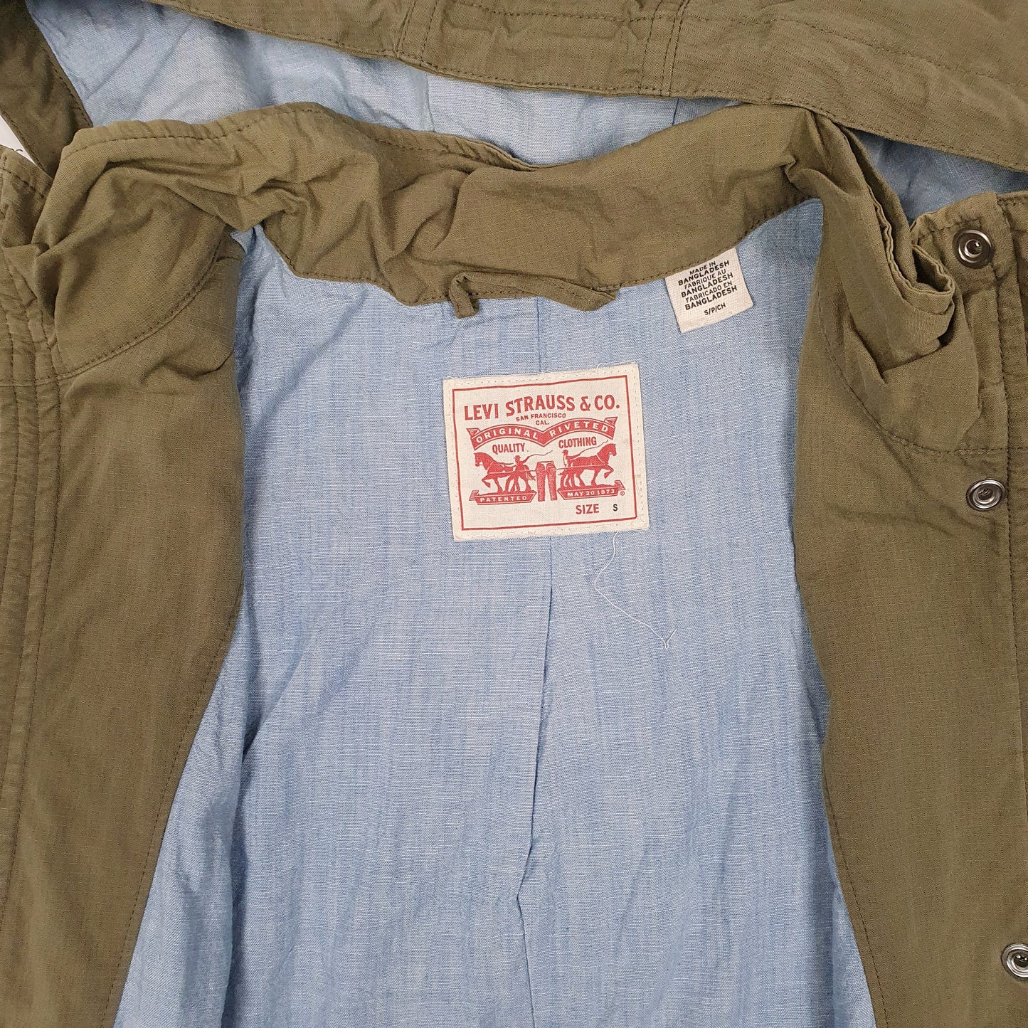 Mens Green Levis Longline Trench Fishtail  Coat