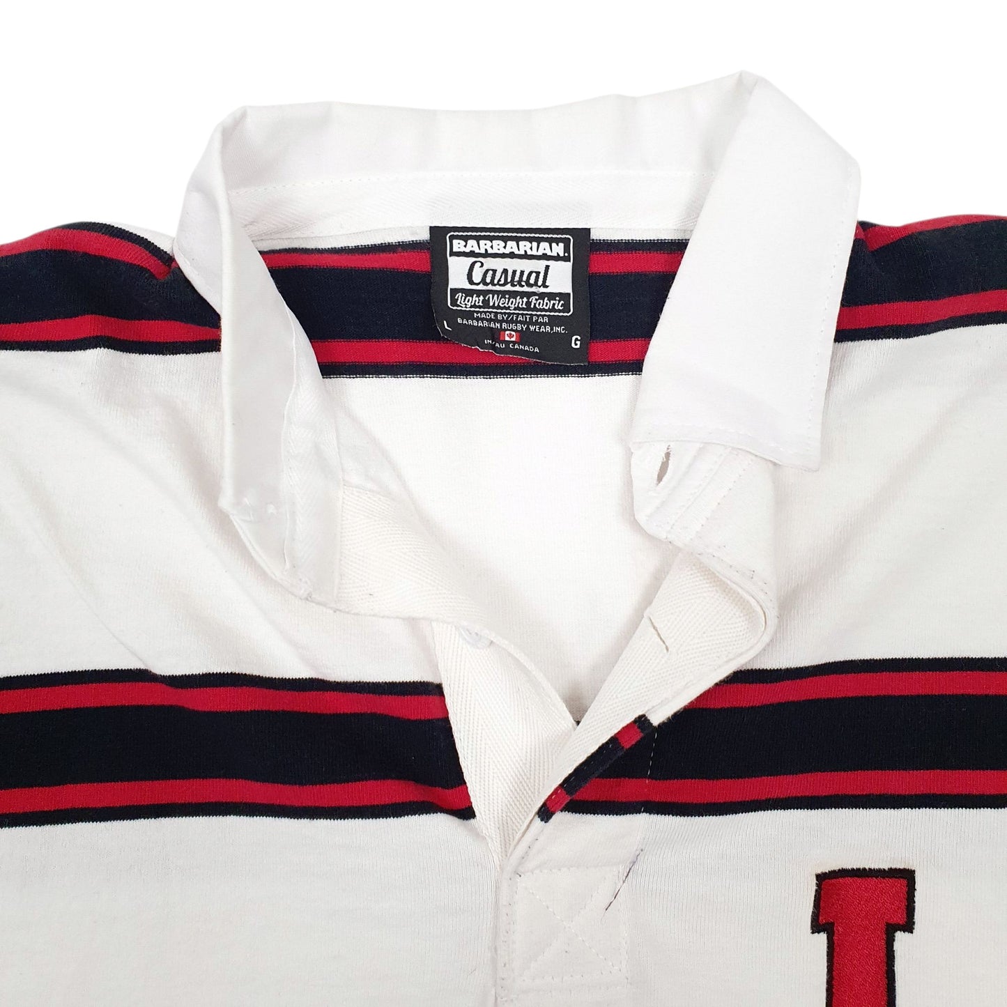 Mens White Barbarian Rugby Lightweight Hoodie Polo Shirt