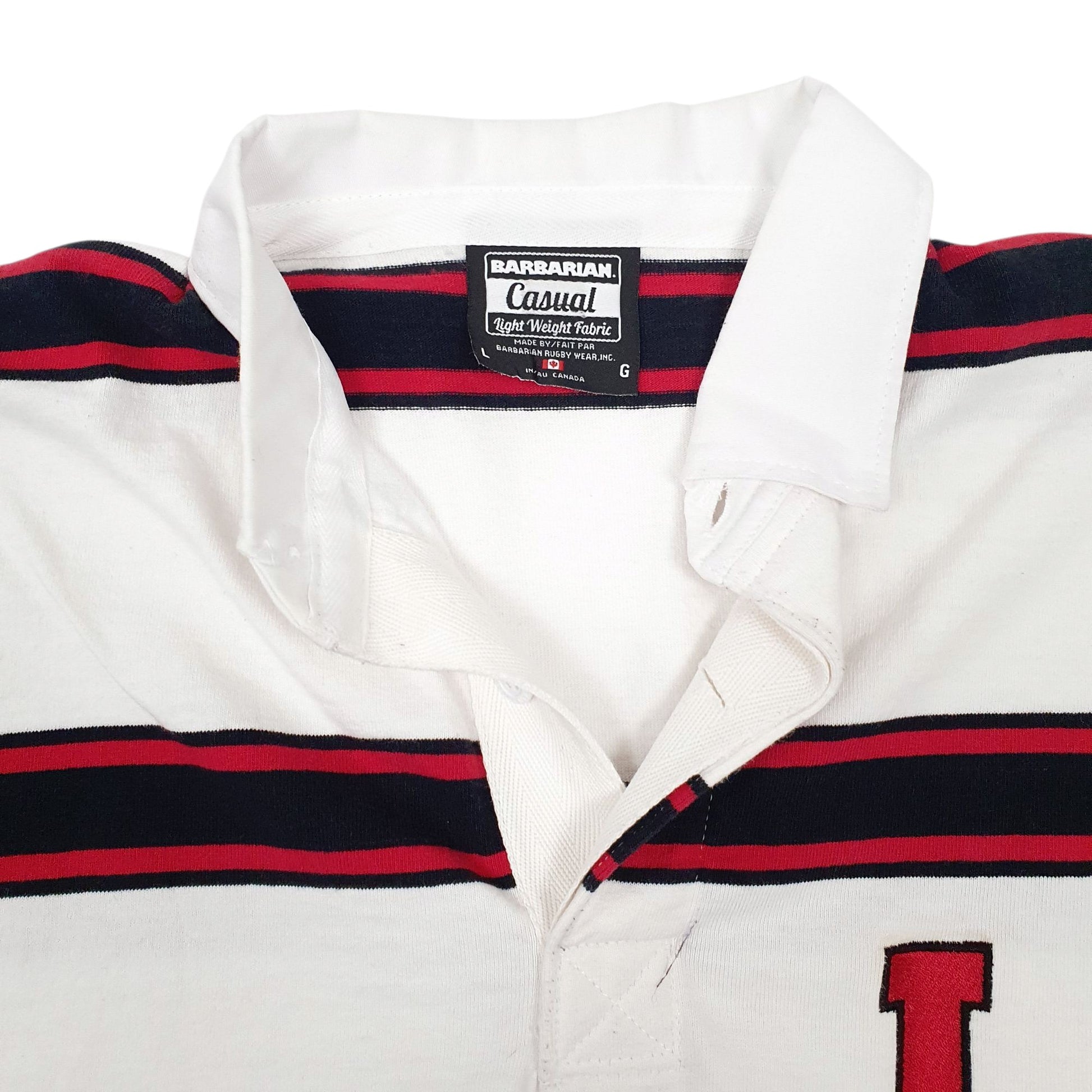 Mens White Barbarian Rugby Lightweight Hoodie Polo Shirt