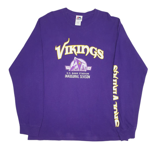 Mens Purple Majestic NFL Minnesota Vikings Long Sleeve T Shirt