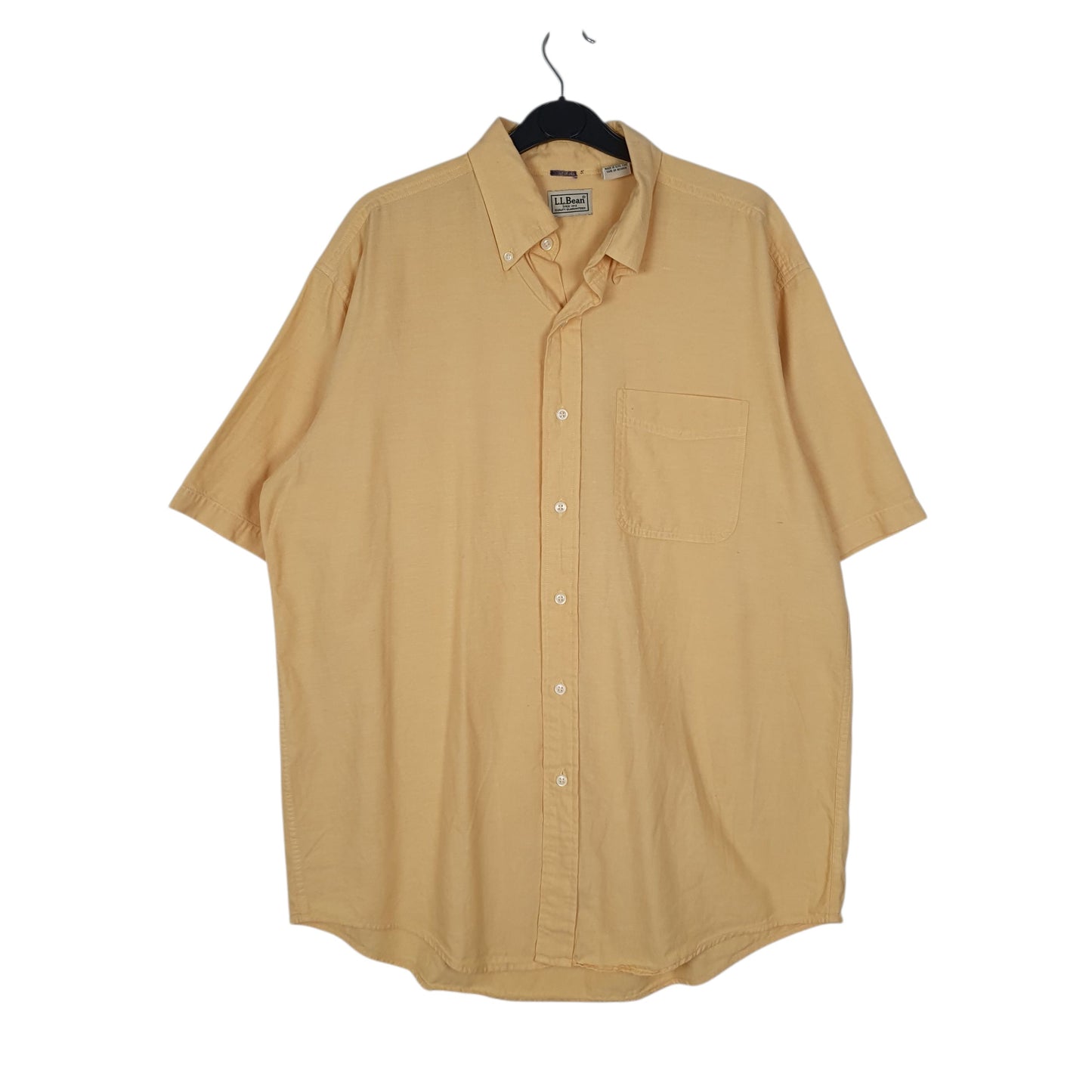 Mens Yellow L.L.Bean Vintage 90s Short Sleeve Shirt