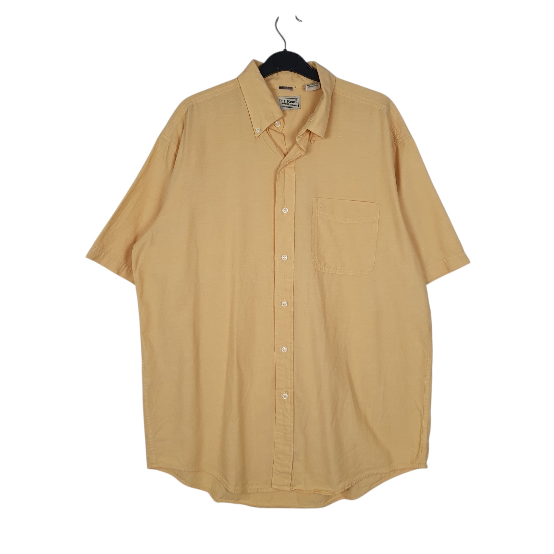 Mens Yellow L.L.Bean Vintage 90s Short Sleeve Shirt