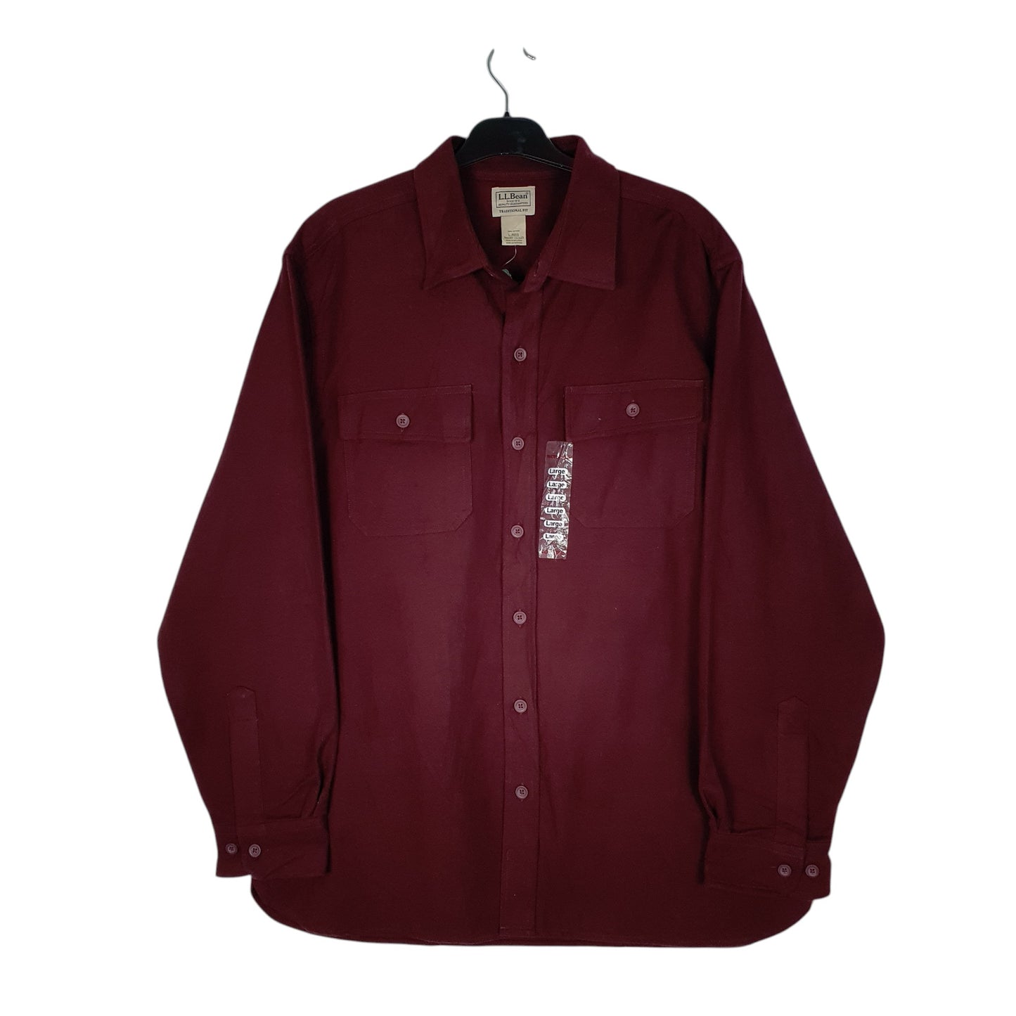 Mens Burgundy L.L.Bean Chamois Long Sleeve Shirt