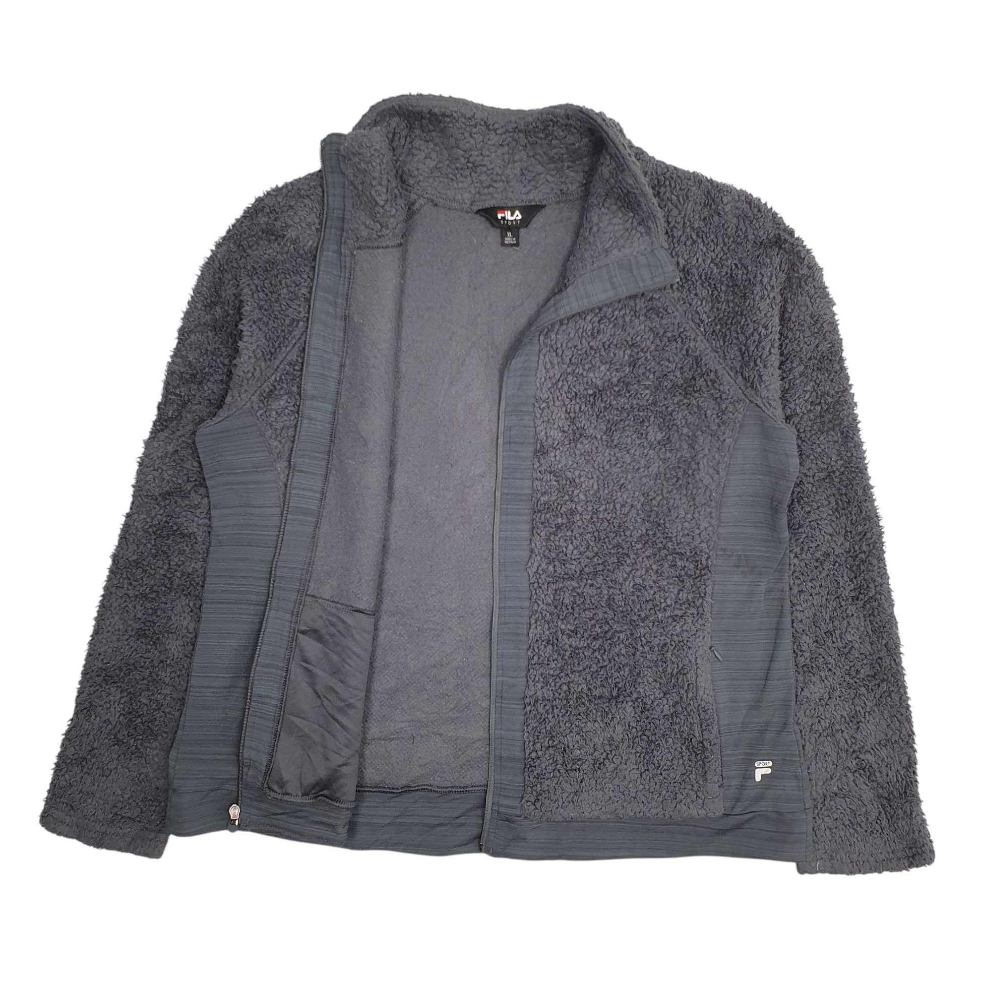 Womens Navy Fila Fluffy Full Zip Jumper