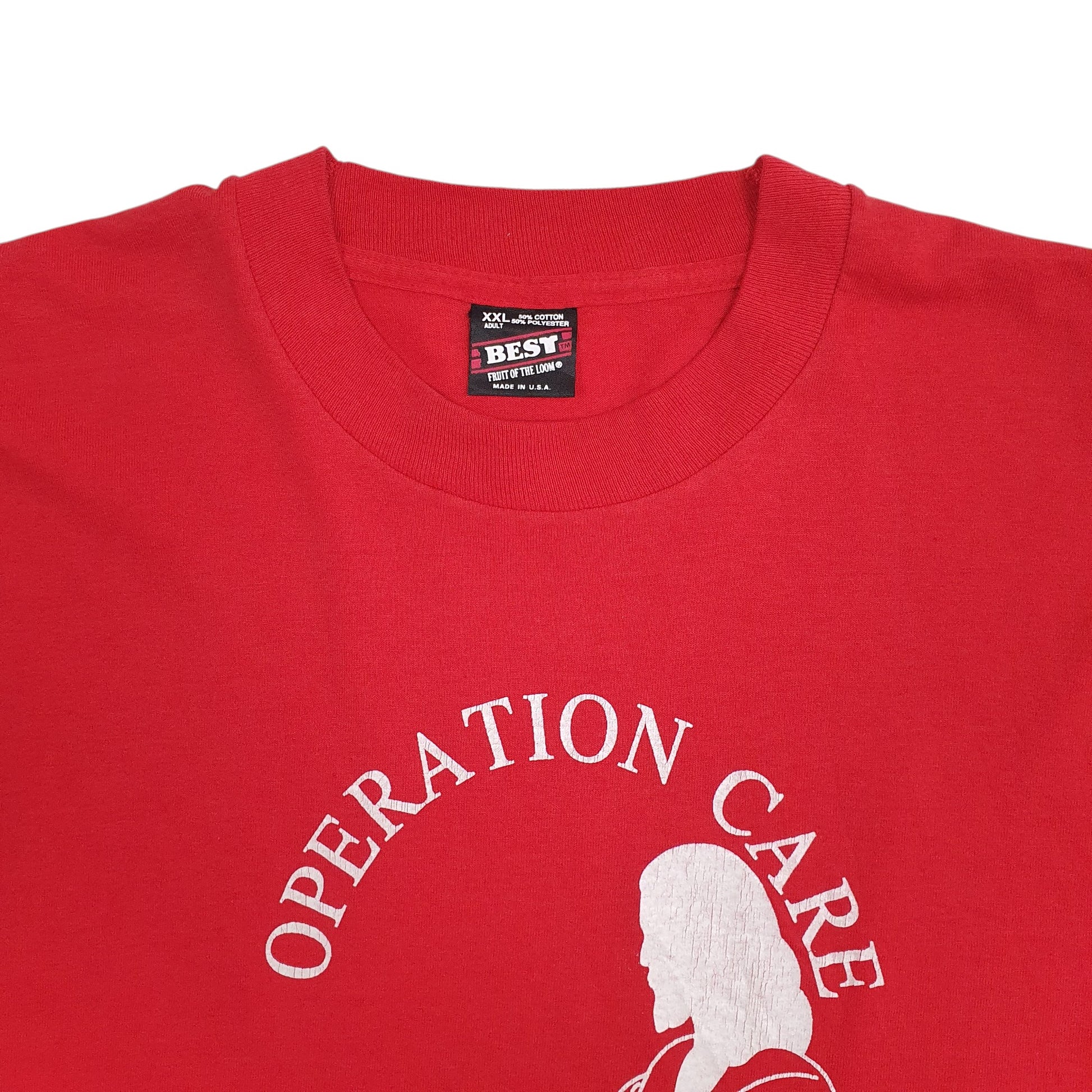 Mens Red Fruit Of The Loom Single Stitch Vintage 90s  T Shirt