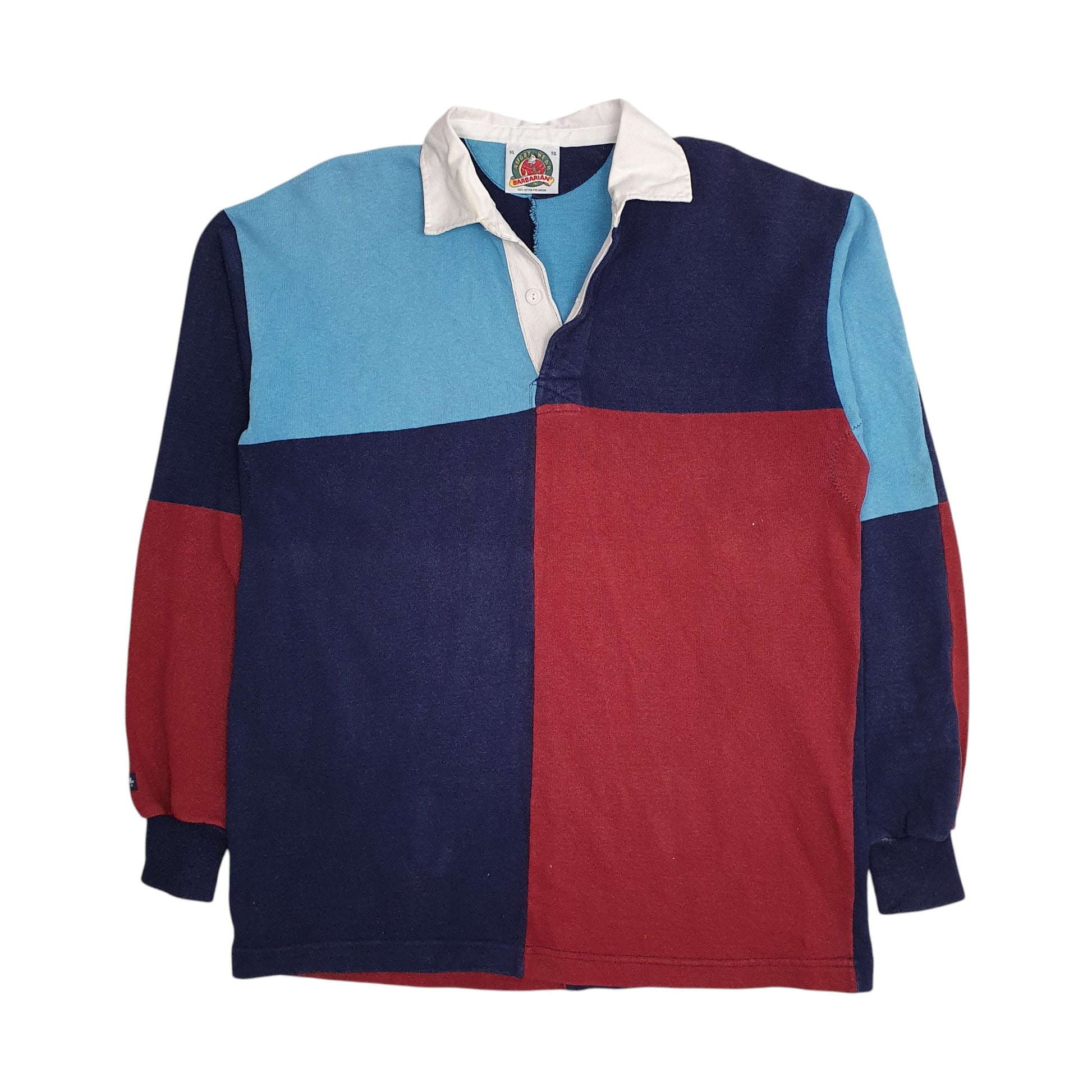 Mens Blue Barbarian Rugby Long Sleeve Polo Shirt