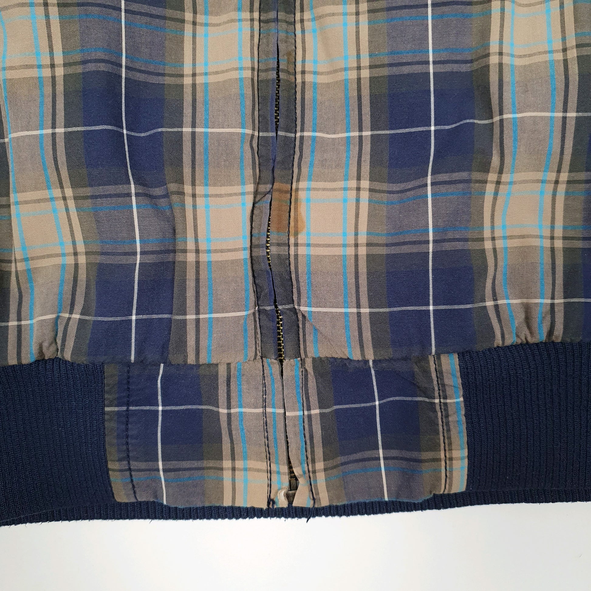 Mens Navy Dickies Check Harringtin Eisenhower  Coat