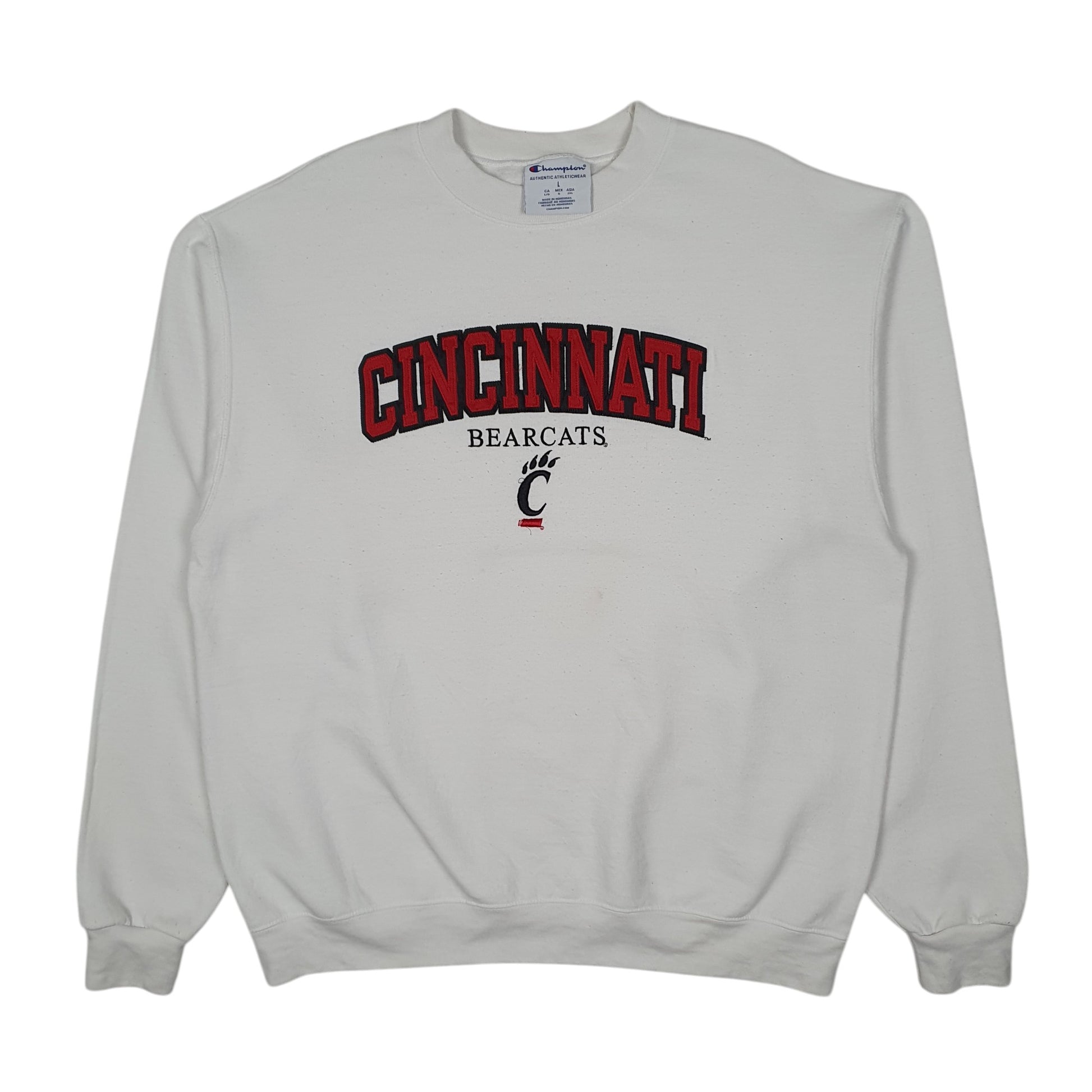 Mens White Champion Cincinnati Bearcats Crewneck Jumper