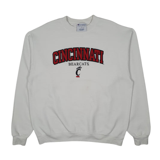 Mens White Champion Cincinnati Bearcats Crewneck Jumper