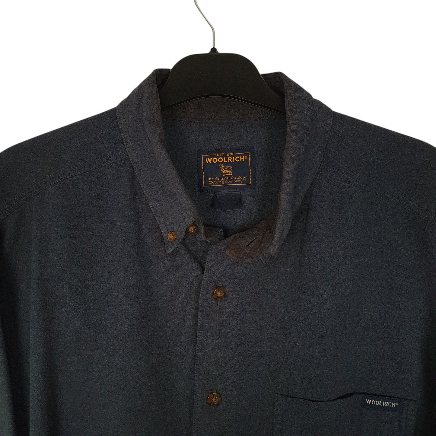 Mens Navy Woolrich Thick Chamois  Shirt