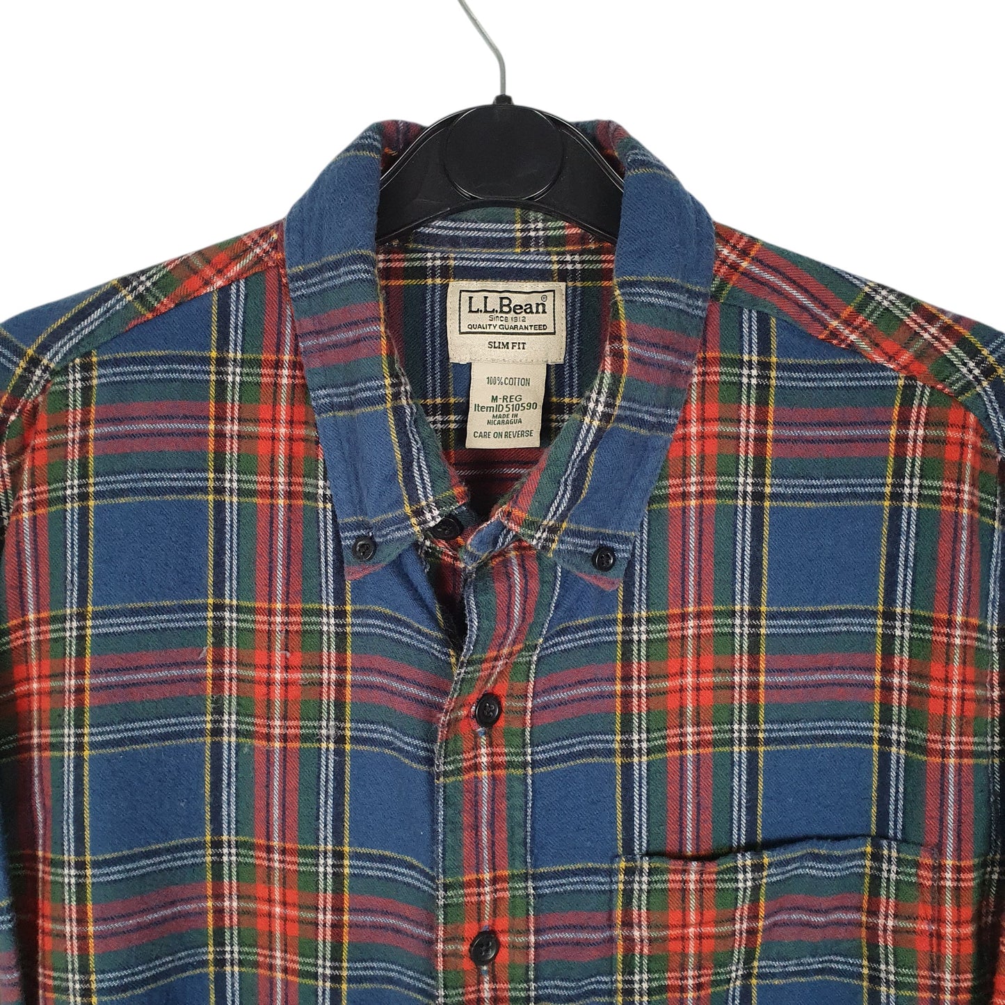 Mens Blue L.L.Bean Thick Flannel Plaid  Shirt