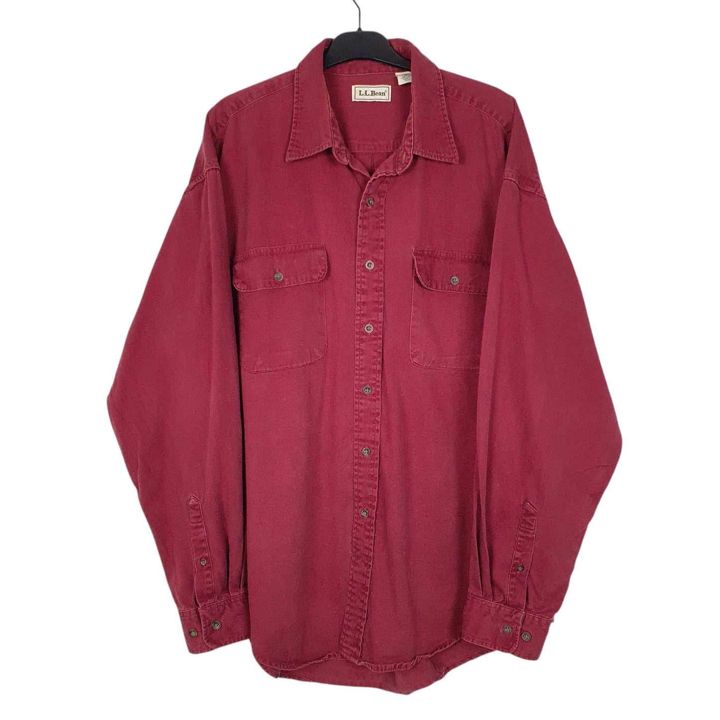 Mens Burgundy L.L.Bean Vintage 90s Made In Canada Long Sleeve Shirt