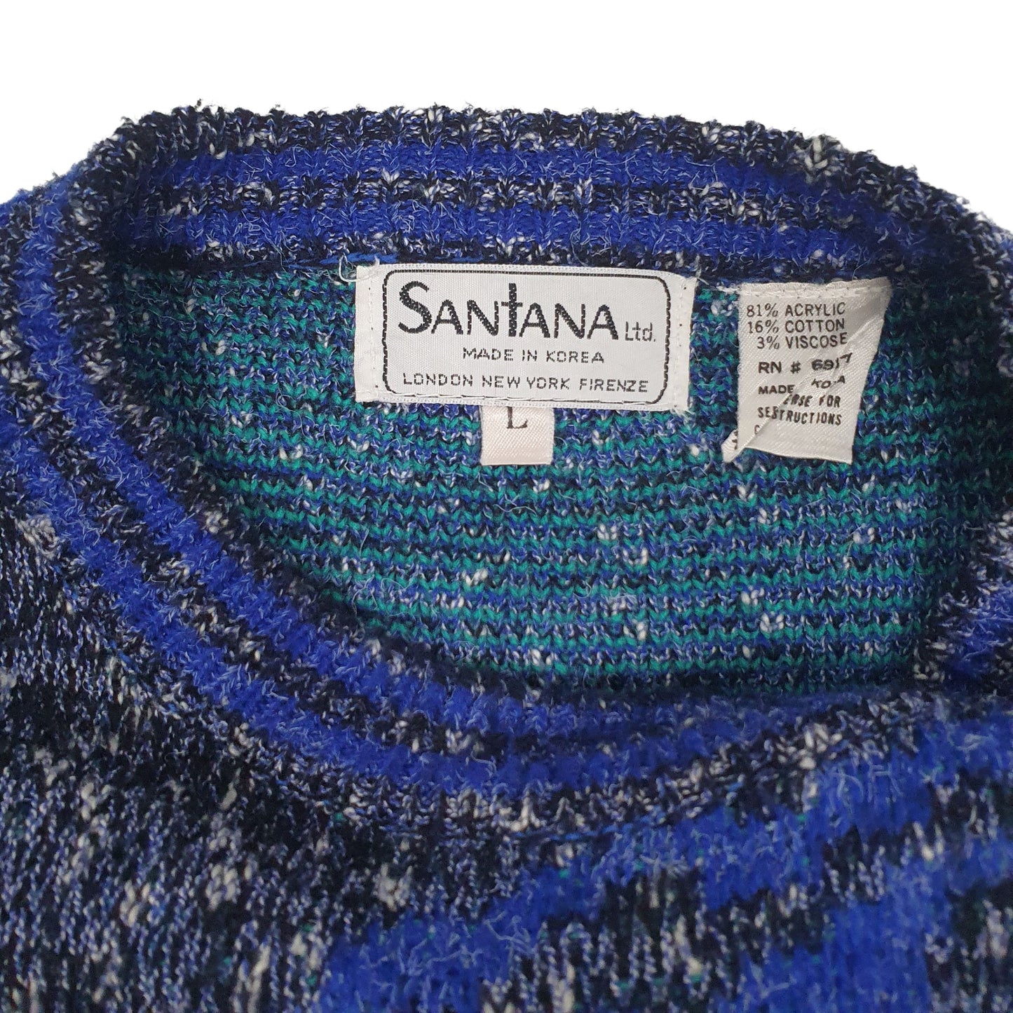 Mens Blue Santana Vintage Crewneck Jumper